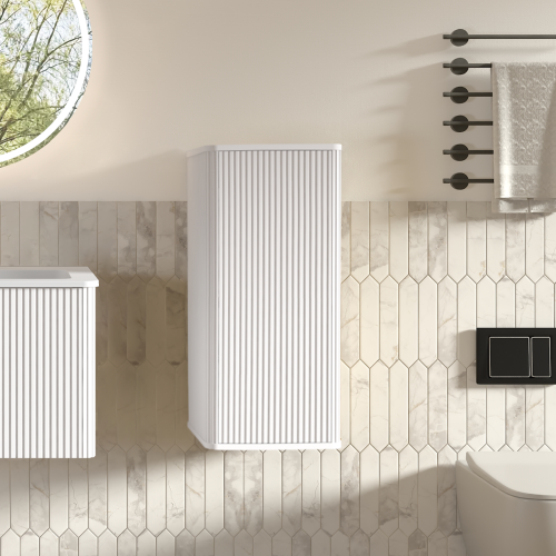 Façades blanches rainurées avec contours arrondis