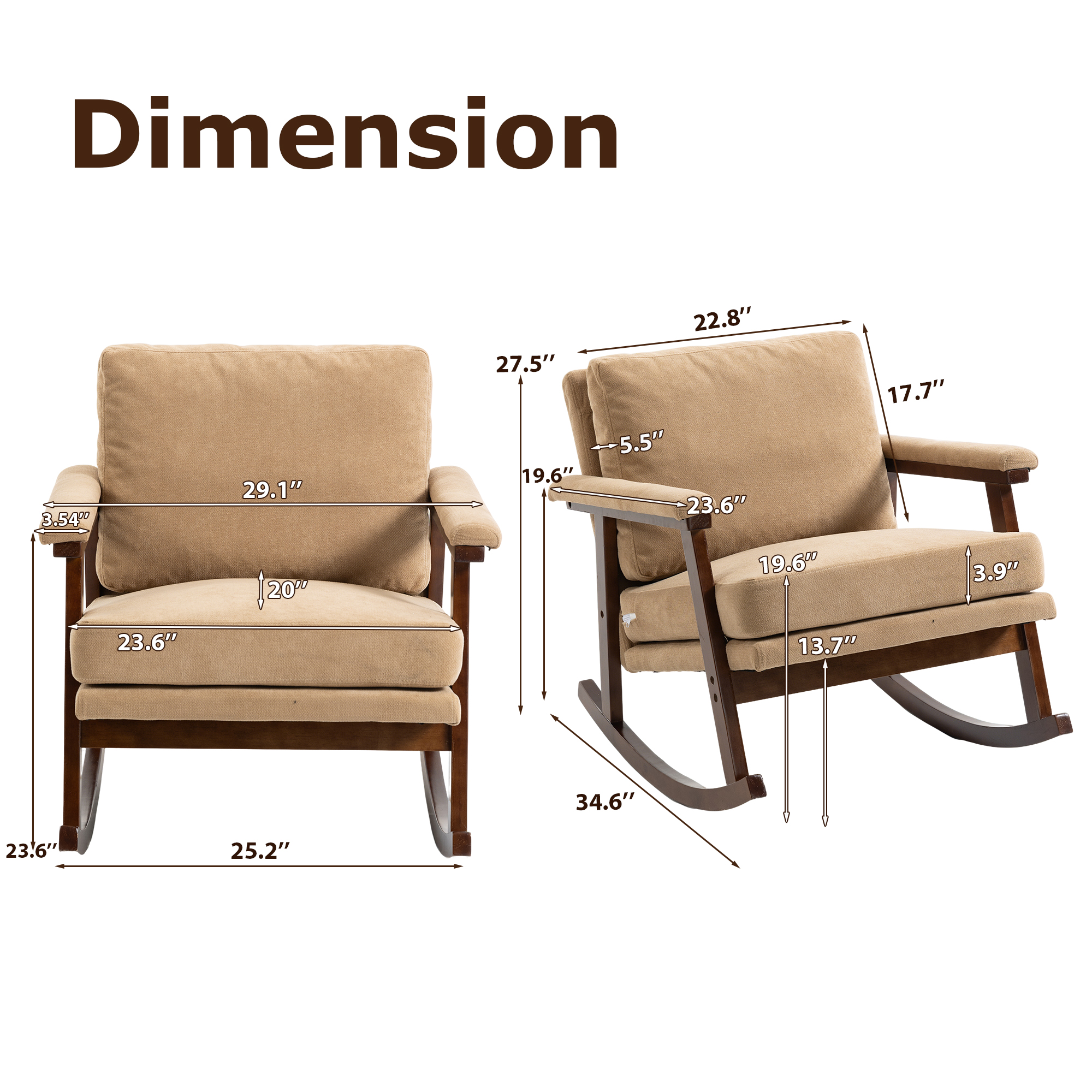 Mid-Century-Moderne Akzent-Sessel, Schaukelstuhl m