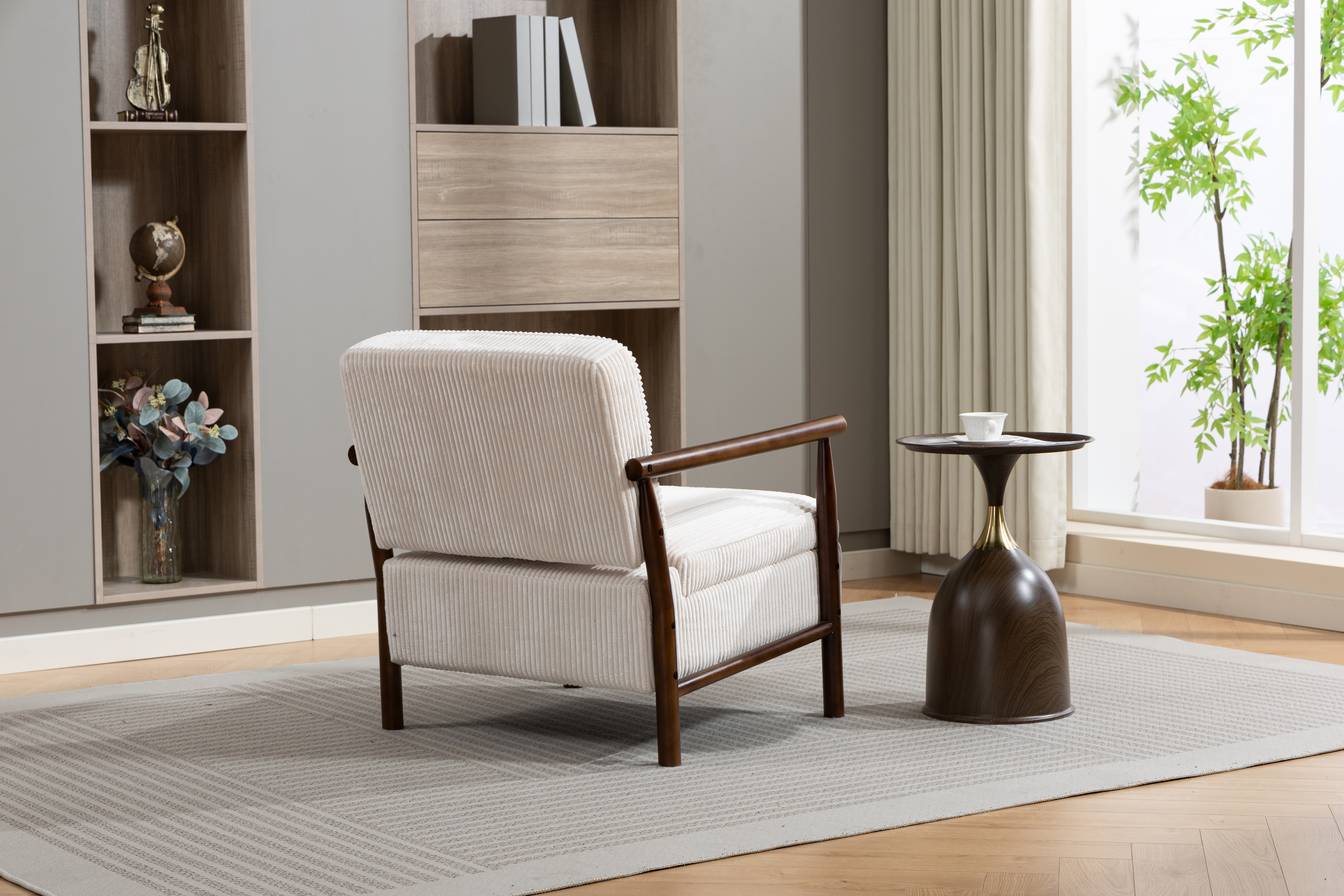 Fauteuil lounge avec repose-pieds, mousse haute densité, tissu doux, rangement dans l'assise, design simple, pour salon et chambre, confort pour sieste, lecture et jeu, capacité de charge élevée, usage quotidien - image 1