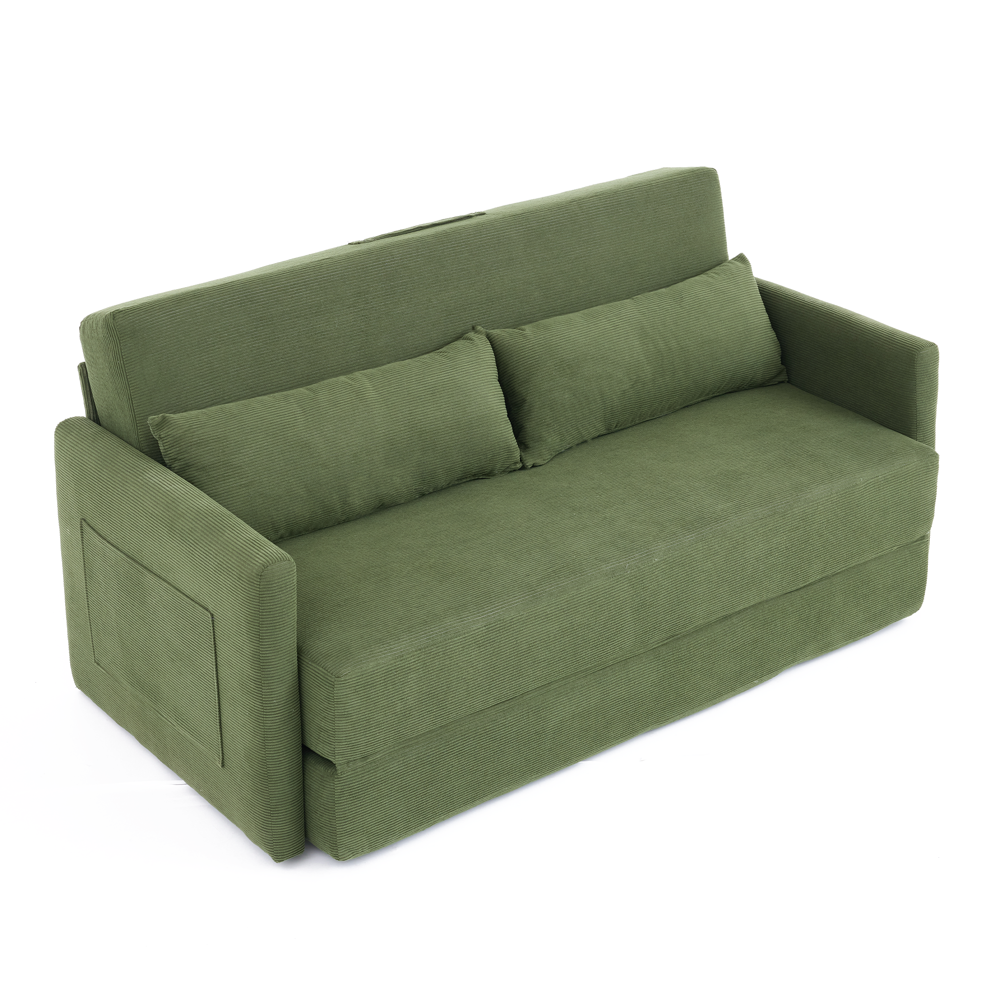 Canapé d’angle modulable 2 places 165 x 92 x 82 cm canapé en L avec méridienne, avec rangement, bois, Vert - points forts 1