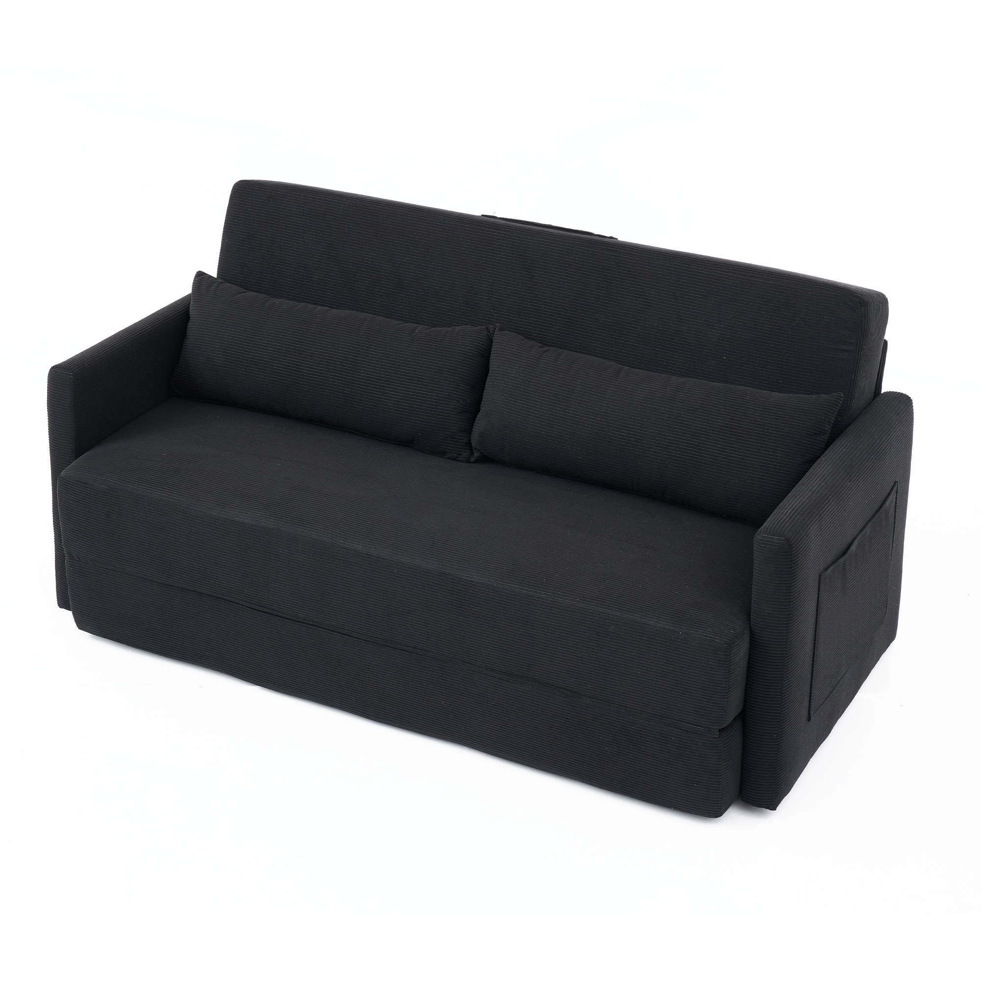 Canapé d’angle modulable 2 places 165 x 92 x 82 cm canapé en L avec méridienne, avec rangement, bois, Noir - points forts 1