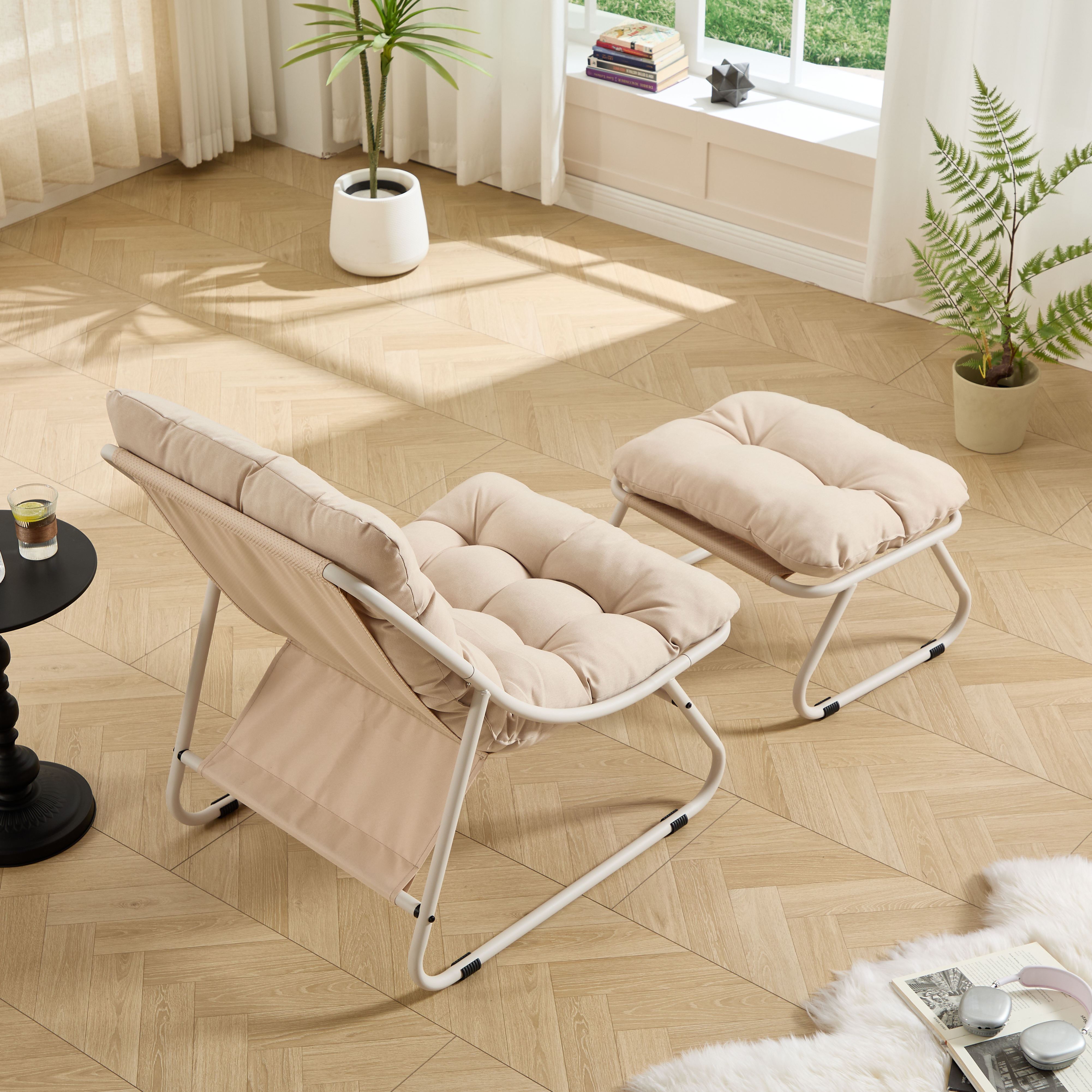 Fauteuil de terrasse avec repose‑pied vue générale
