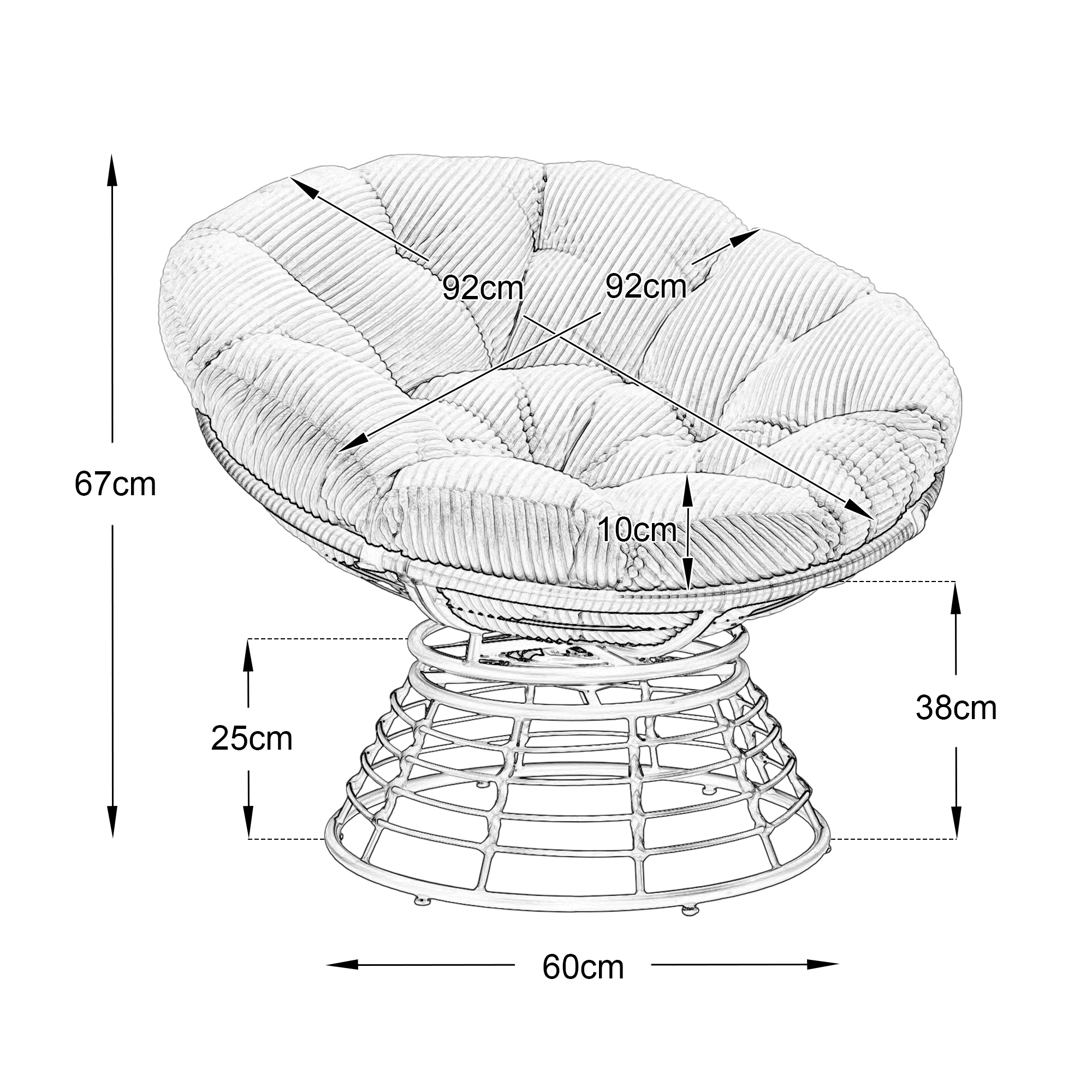 Dimensions du siège d'extérieur