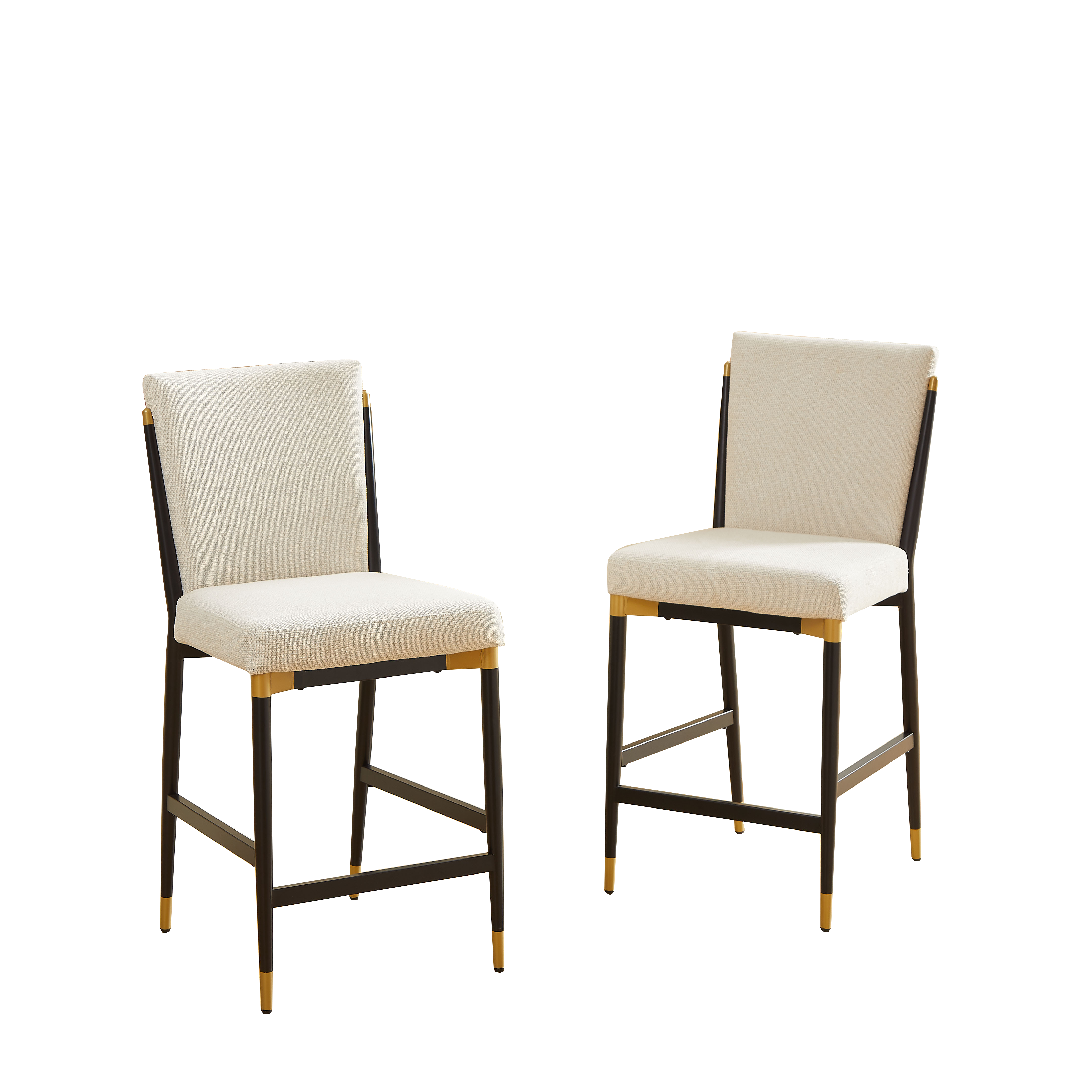 Image 12 – Tabouret de bar scandinave crème et noir doré