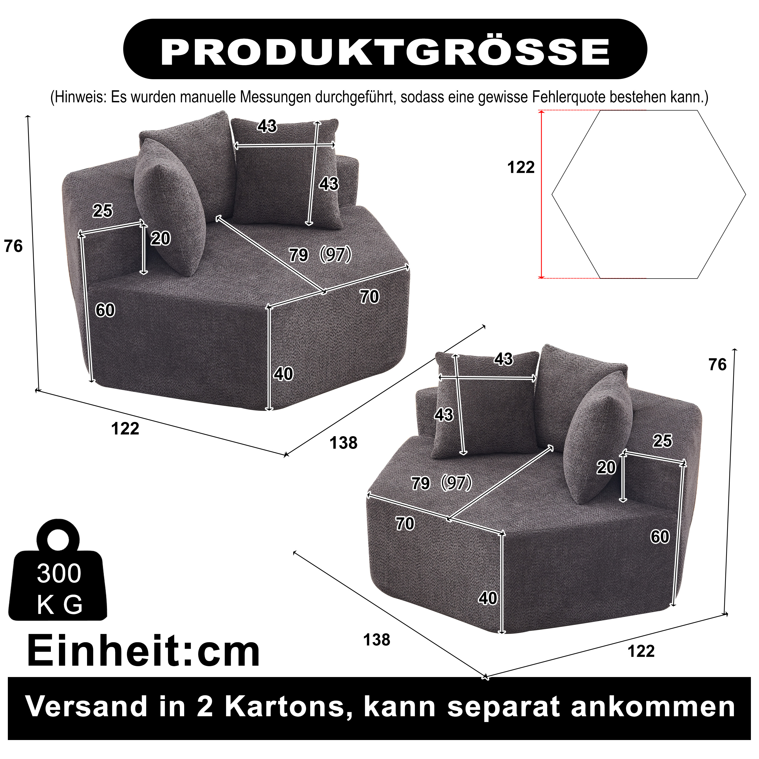 Dimensions du canapé