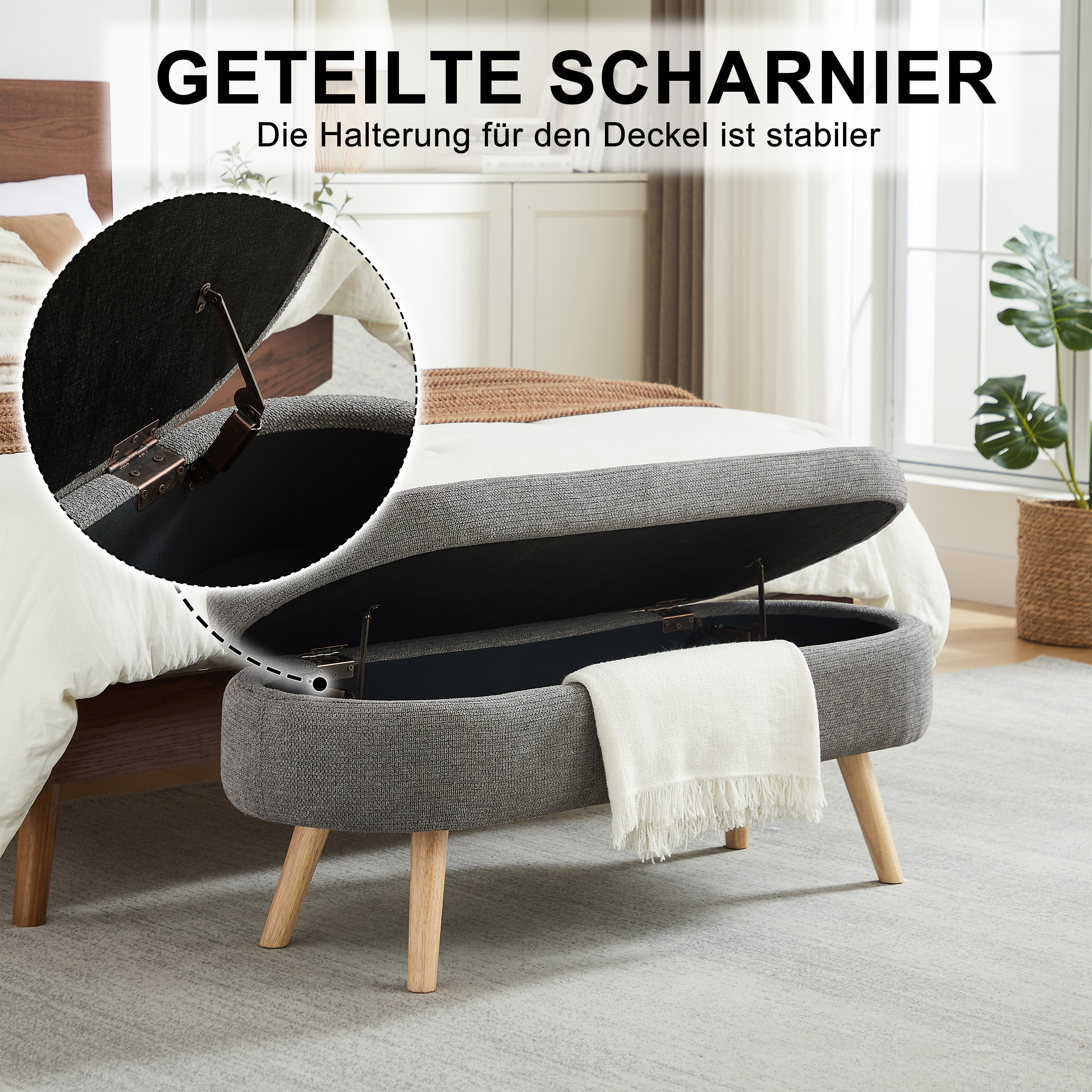 Image 19 – Banc coffre 110 cm en chenille