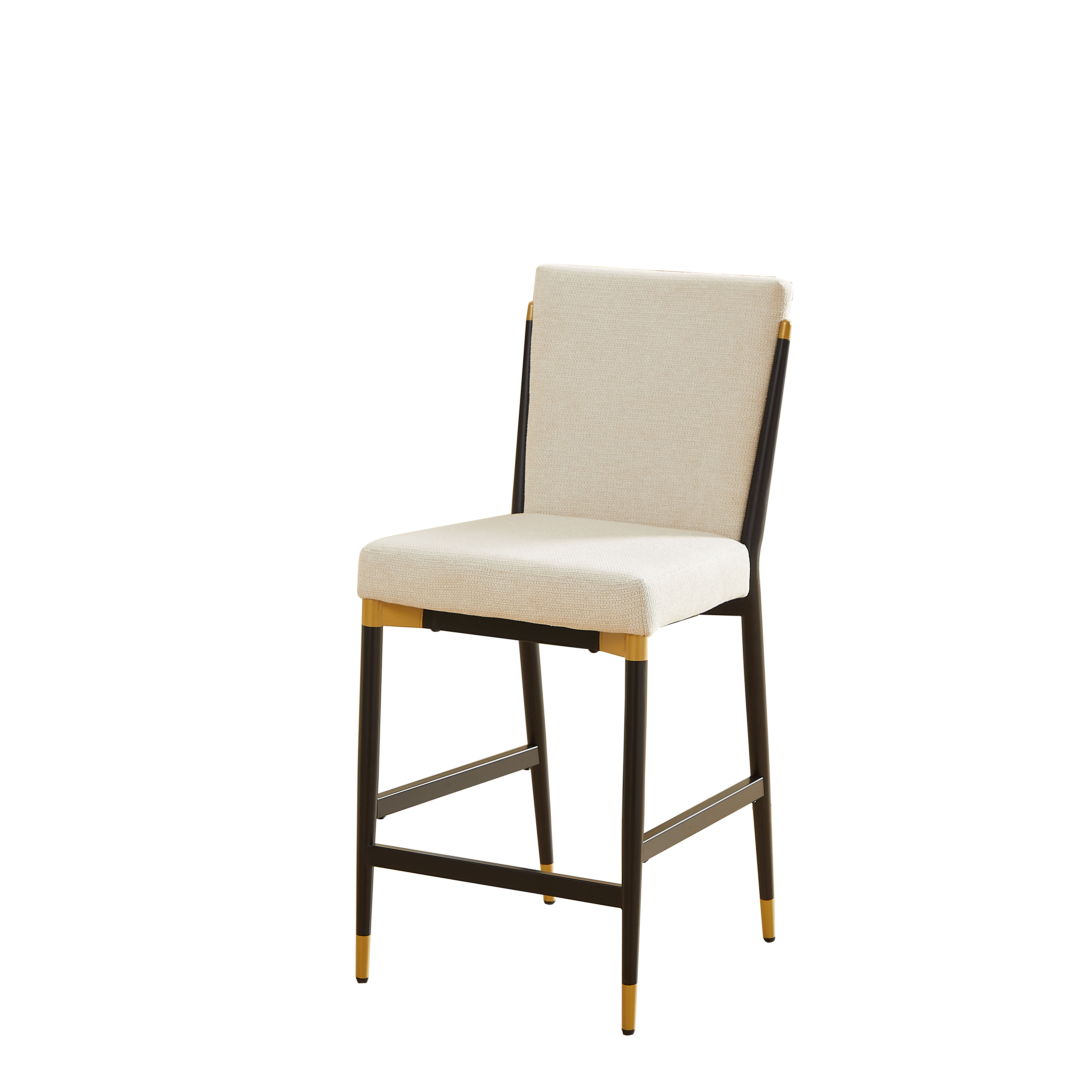 Image 19 – Tabouret de bar scandinave crème et noir doré