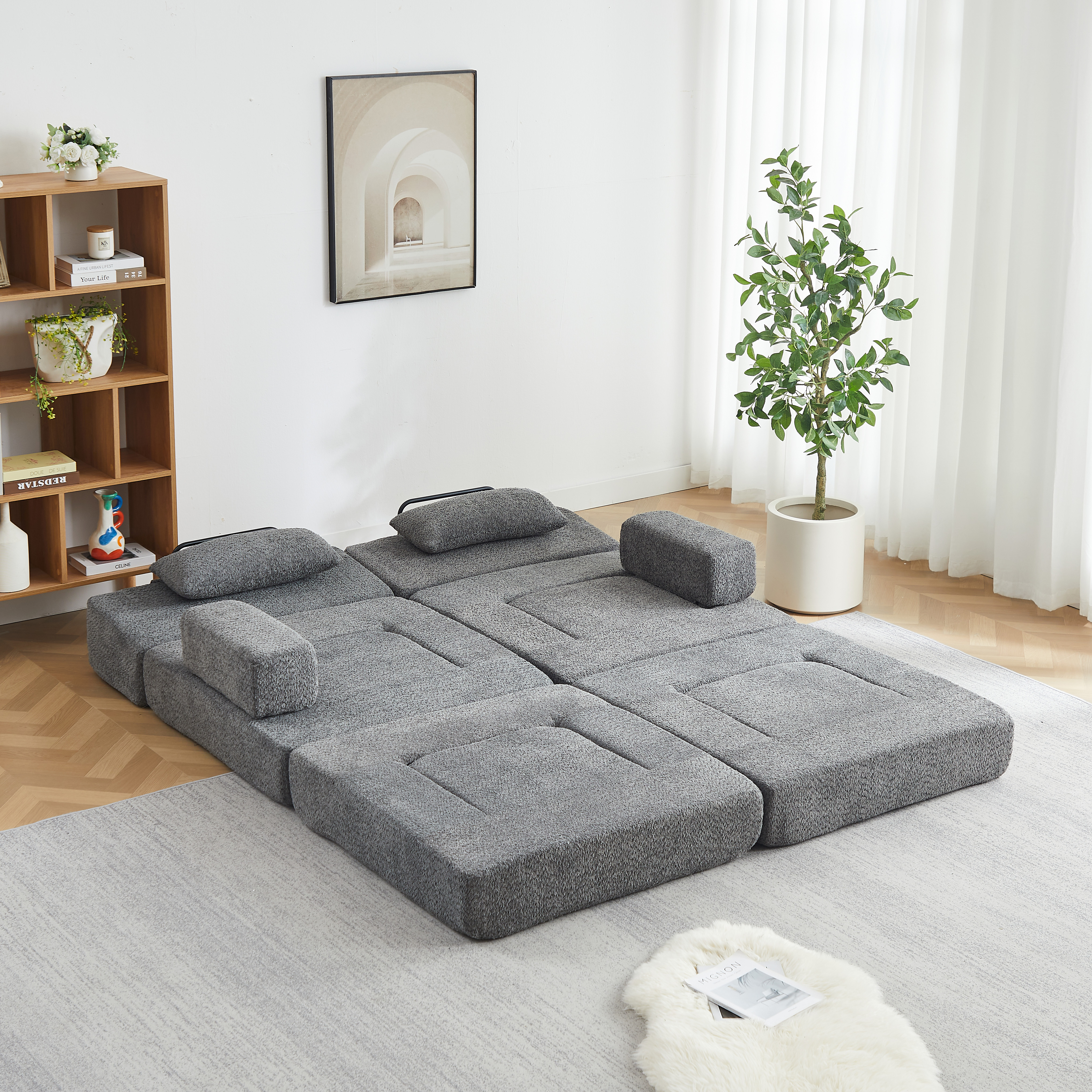 Détail tissu chenille canapé modulable
