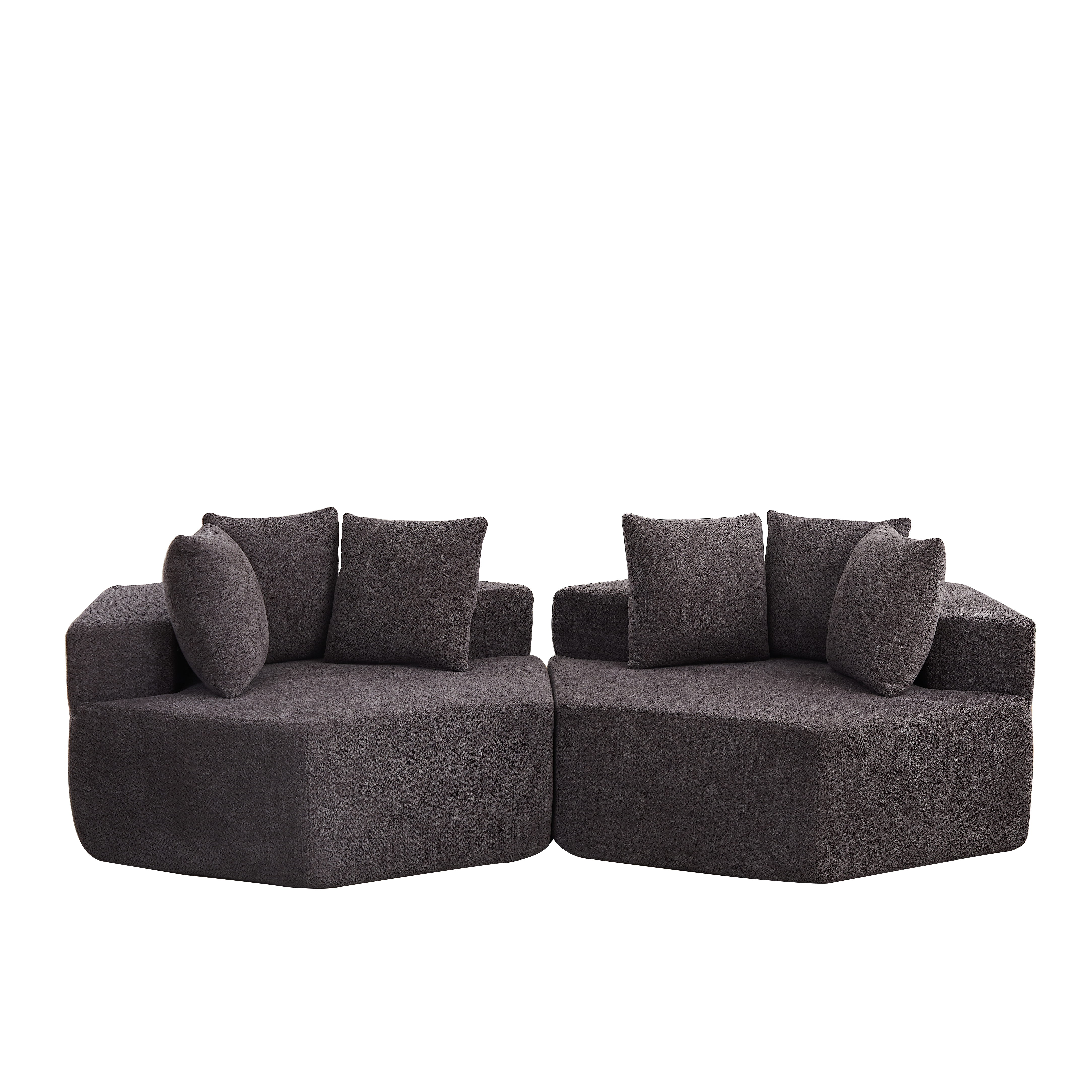 Fauteuil, 1 pièce, configuration modulable, chenille et mousse, gris - vue 3