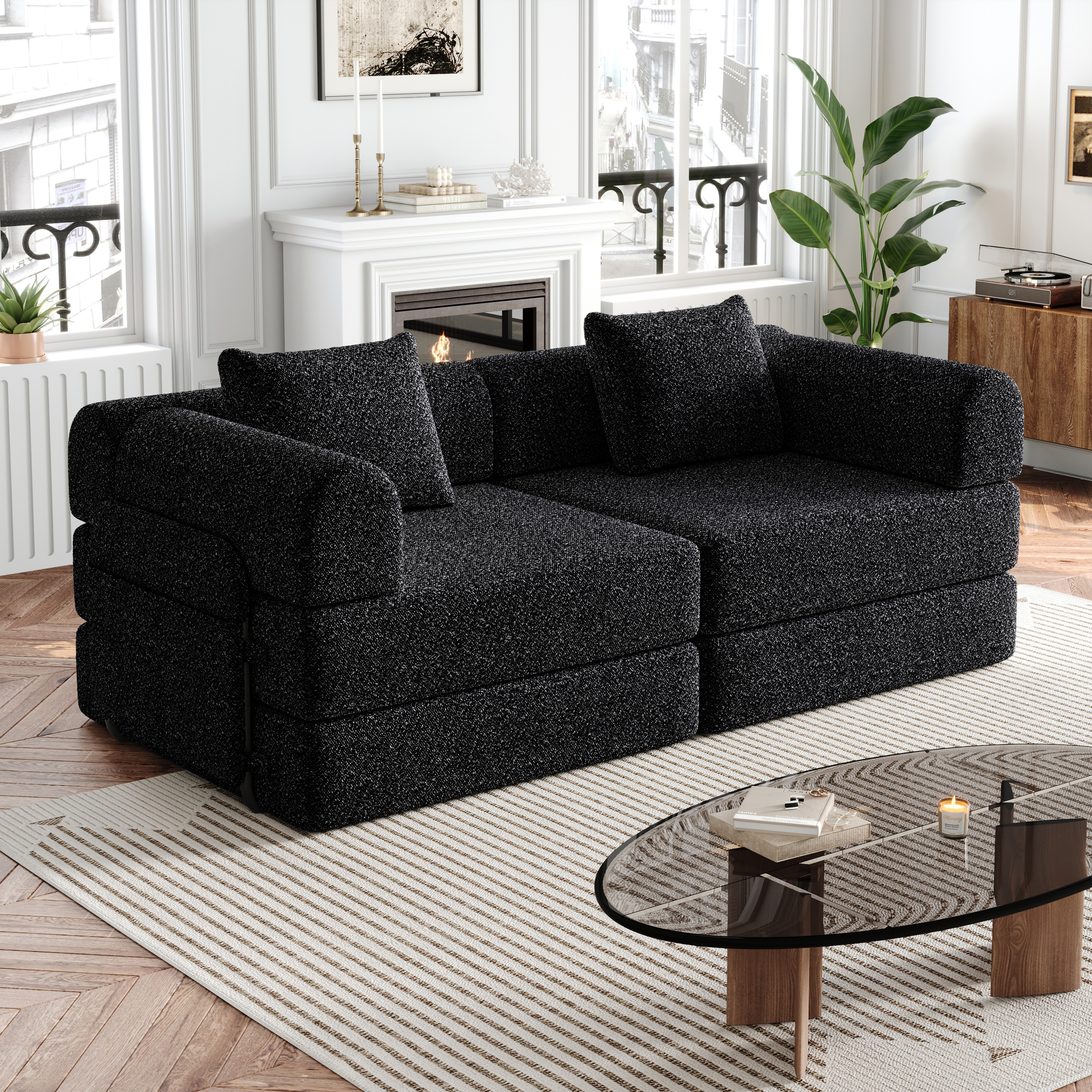 [Patented Design]Chenille-Schlafsofa 2-in-1 mit St