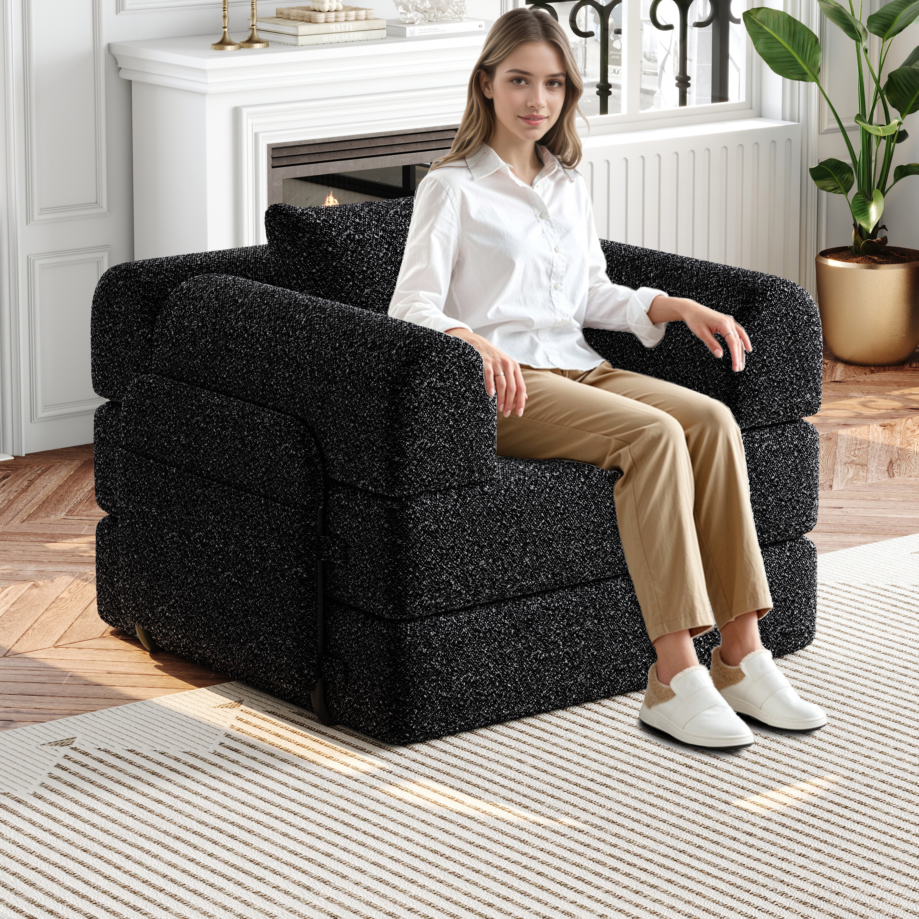 [Patented Design]Tissu-Schlafsofa 2-in-1 mit St