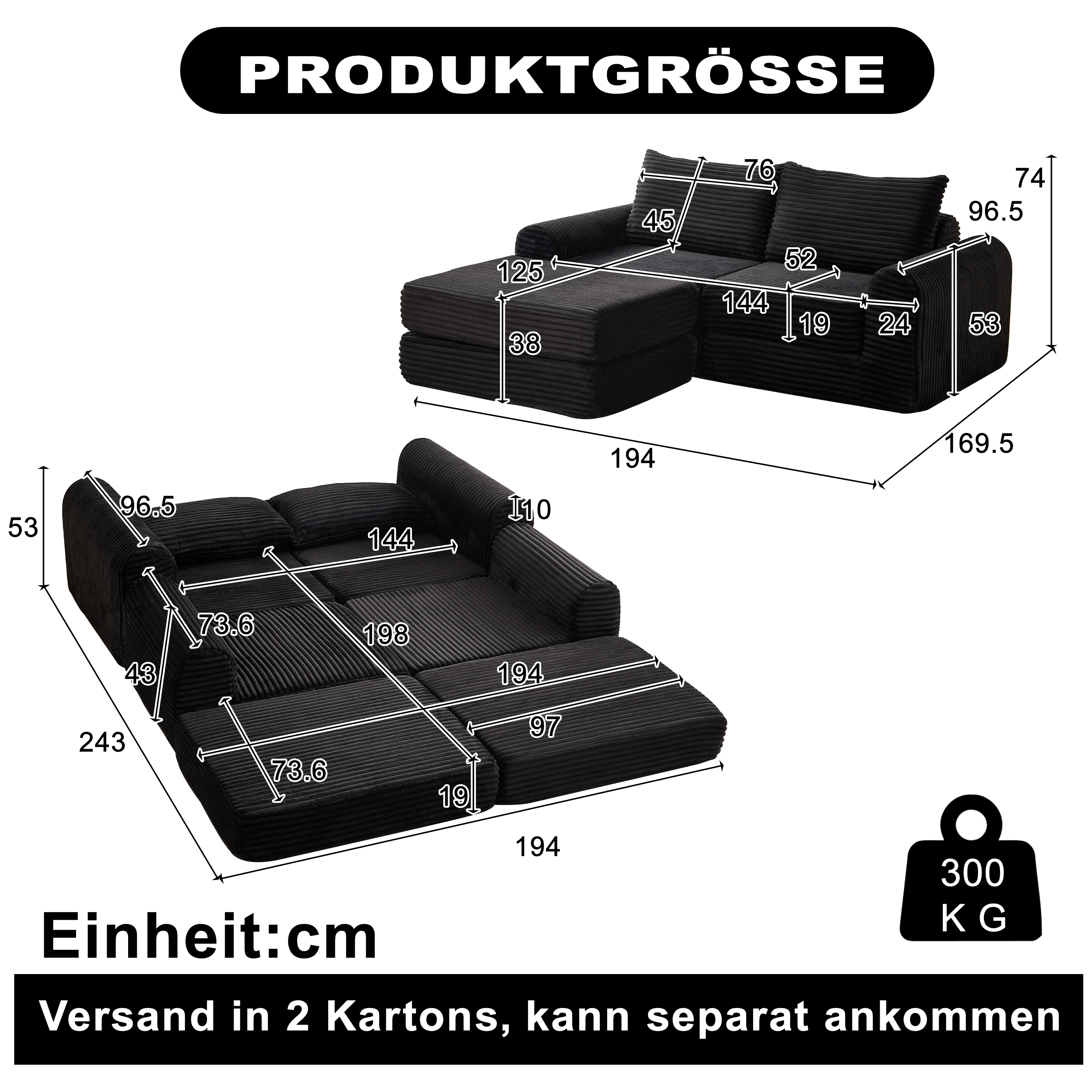 Dimensions du canapé convertible