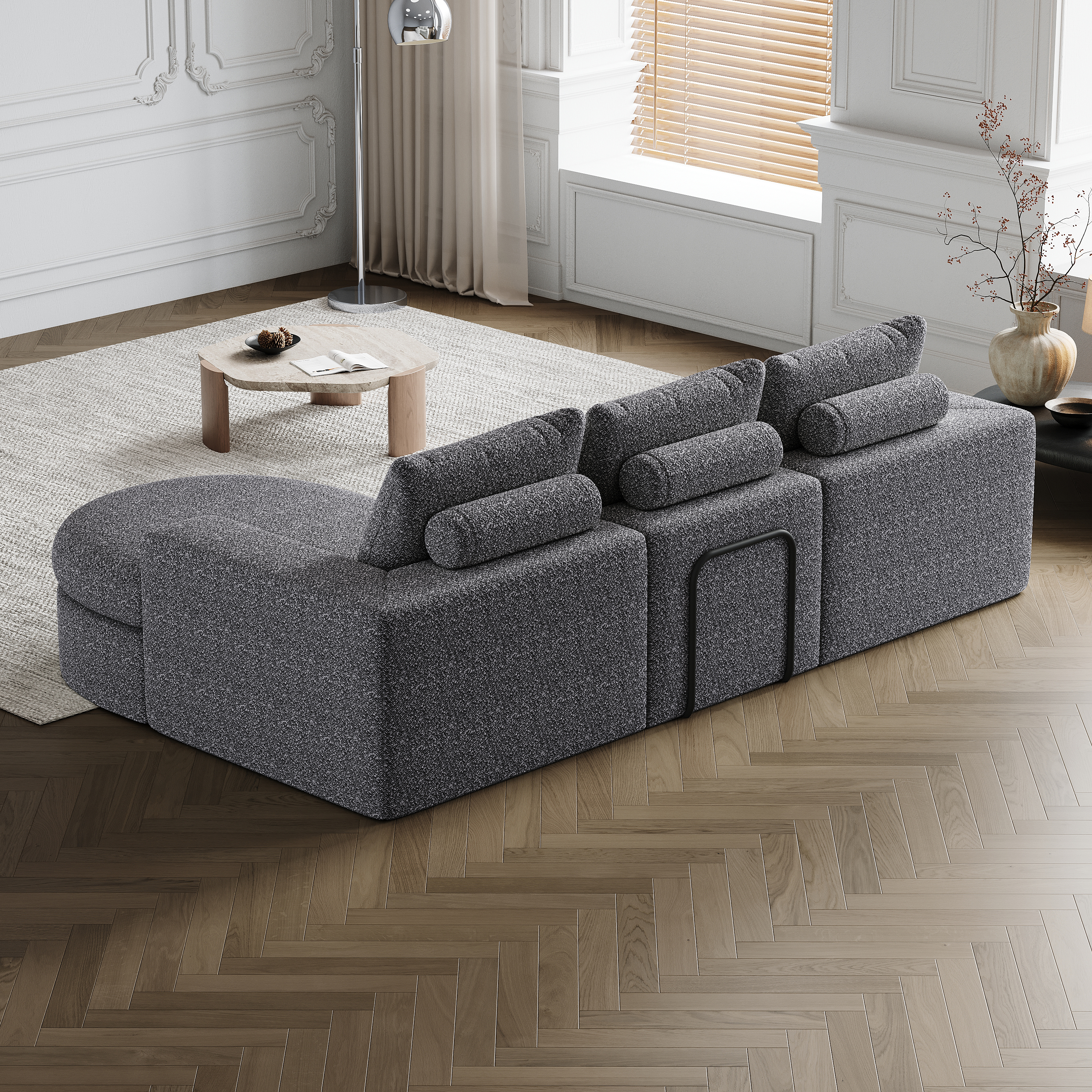 Canapé chenille design modulaire 4 modules