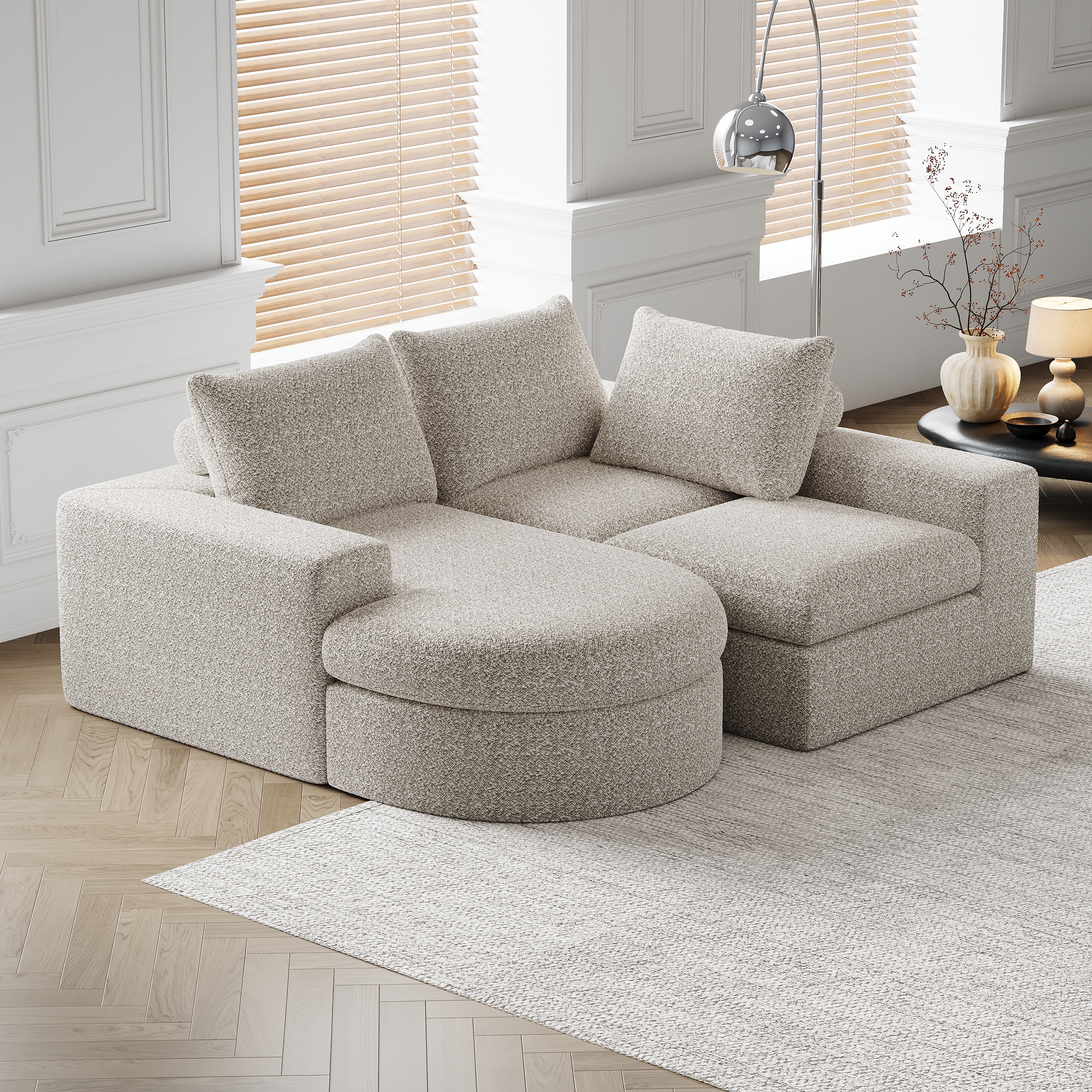 Canapé chenille module position réglable