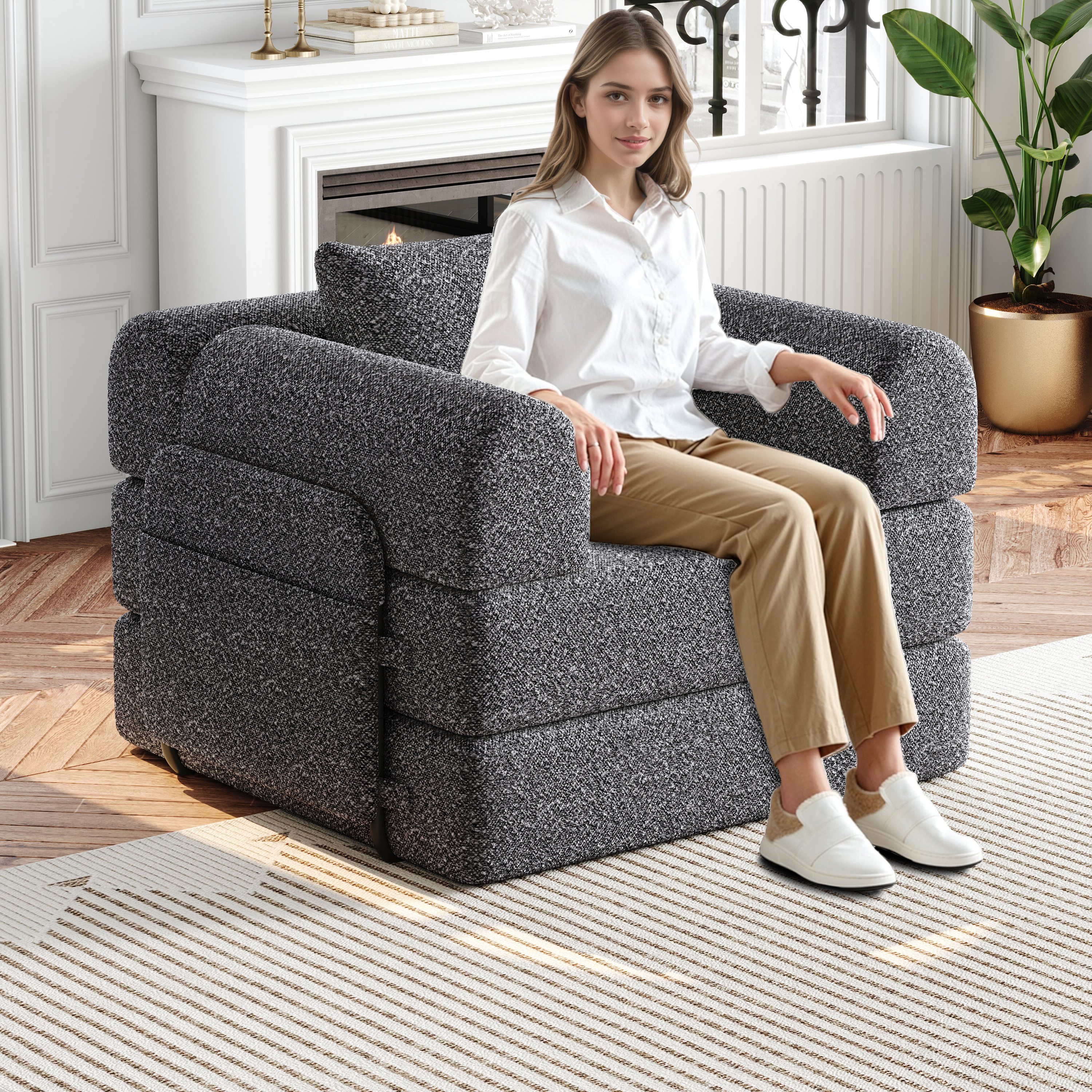 [Patented Design]Chenille-Schlafsofa 2-in-1 mit St