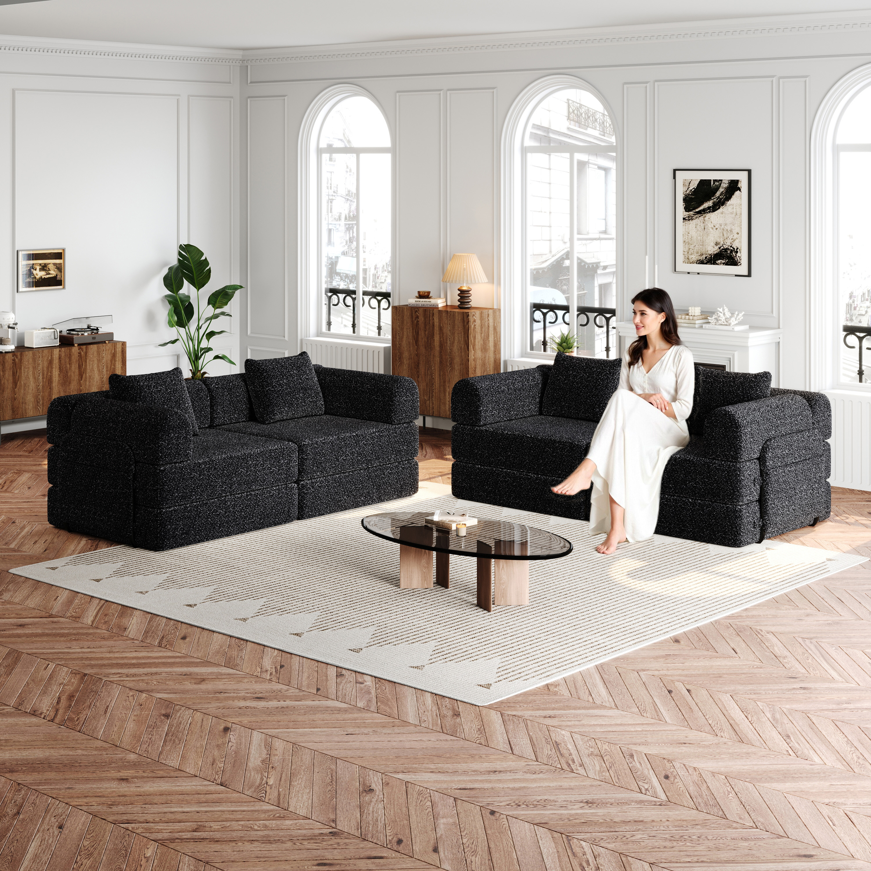 [Patented Design]Chenille-Schlafsofa 2-in-1 mit St