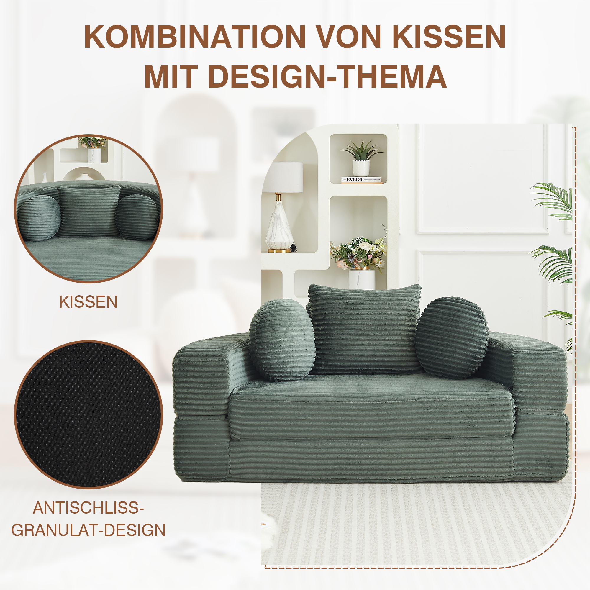 Canapé modulable en mousse avec coussins inclus