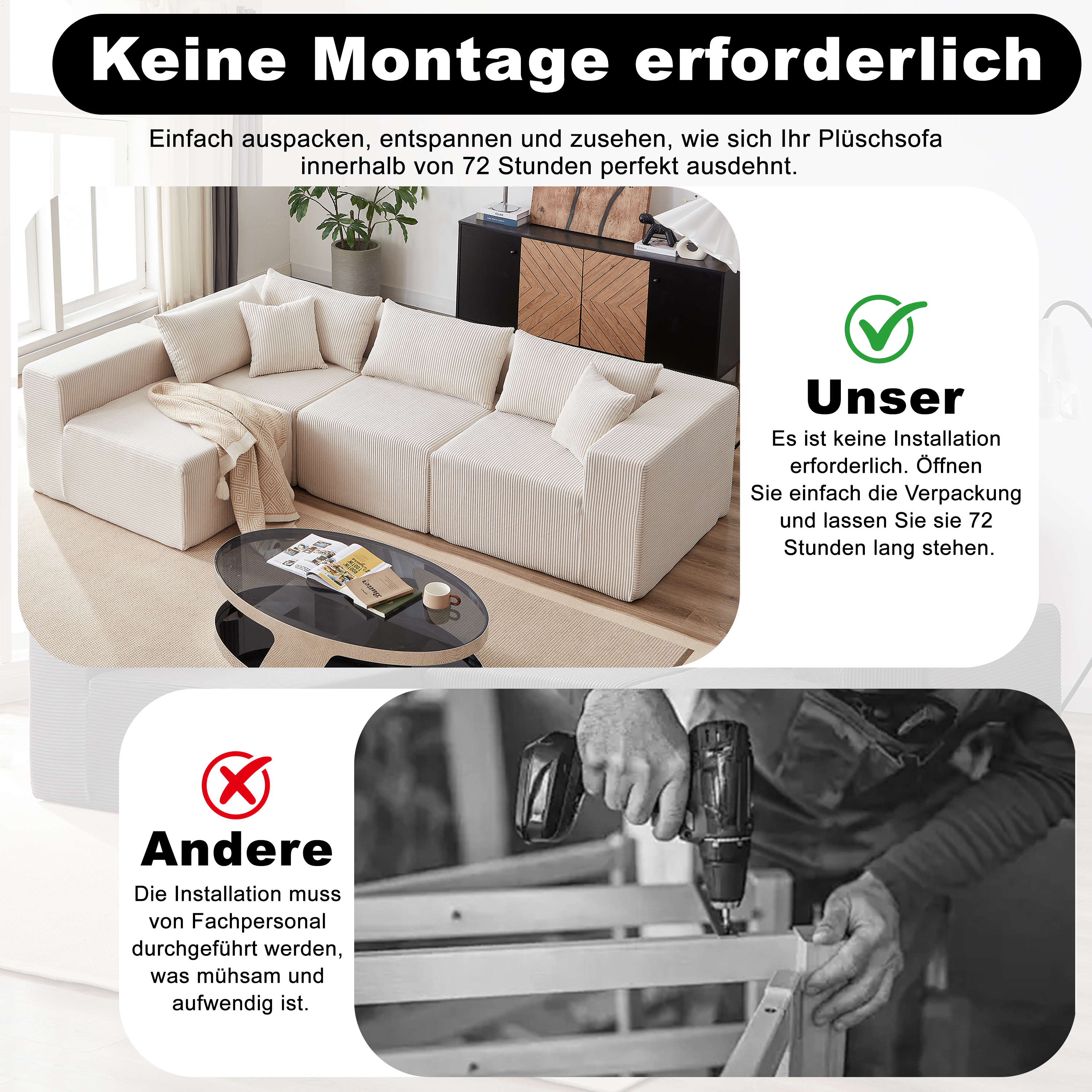 Canapé modulable avec modules indépendants
