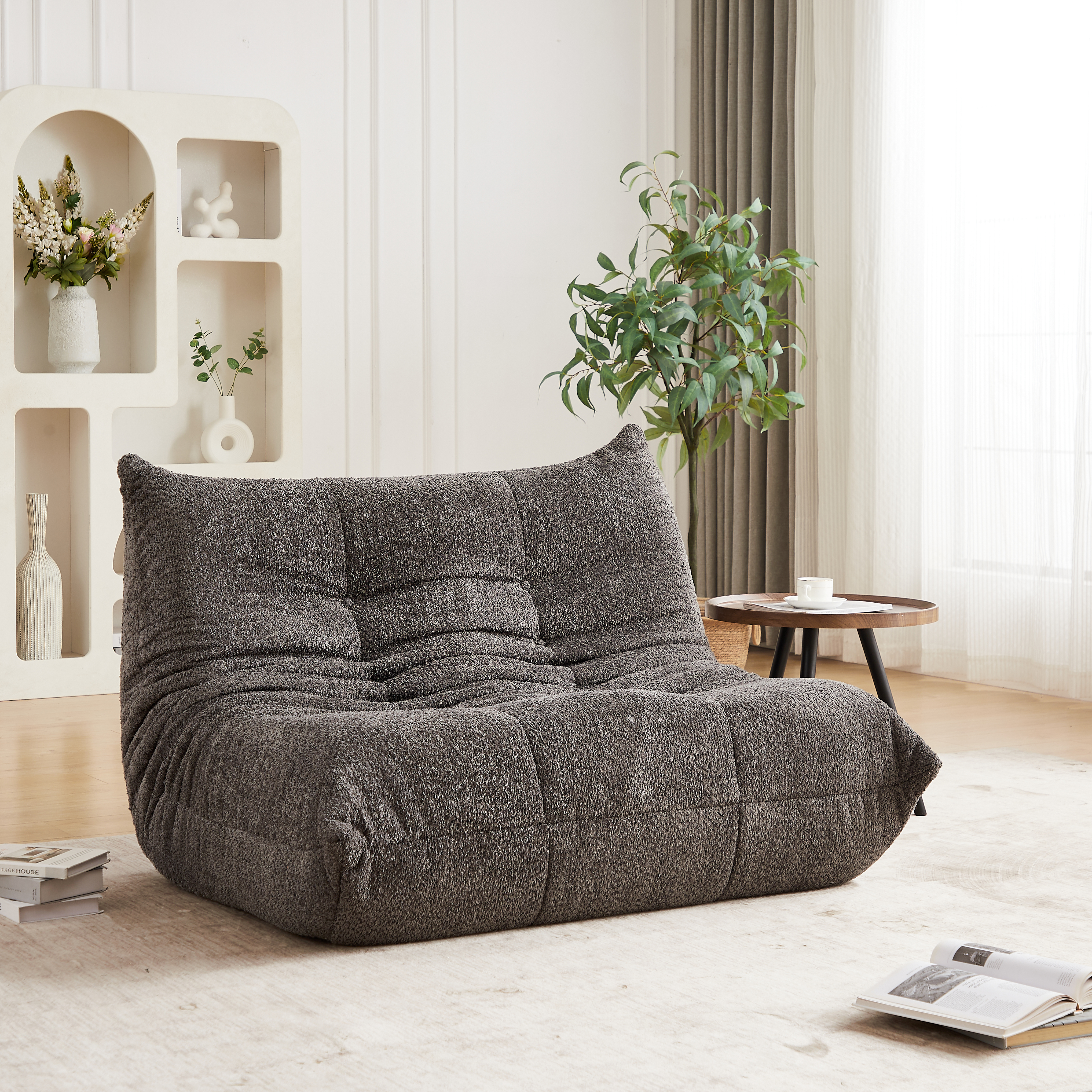 Chenille Caterpillar Sponge-Padded Sofa, Floor-Lev