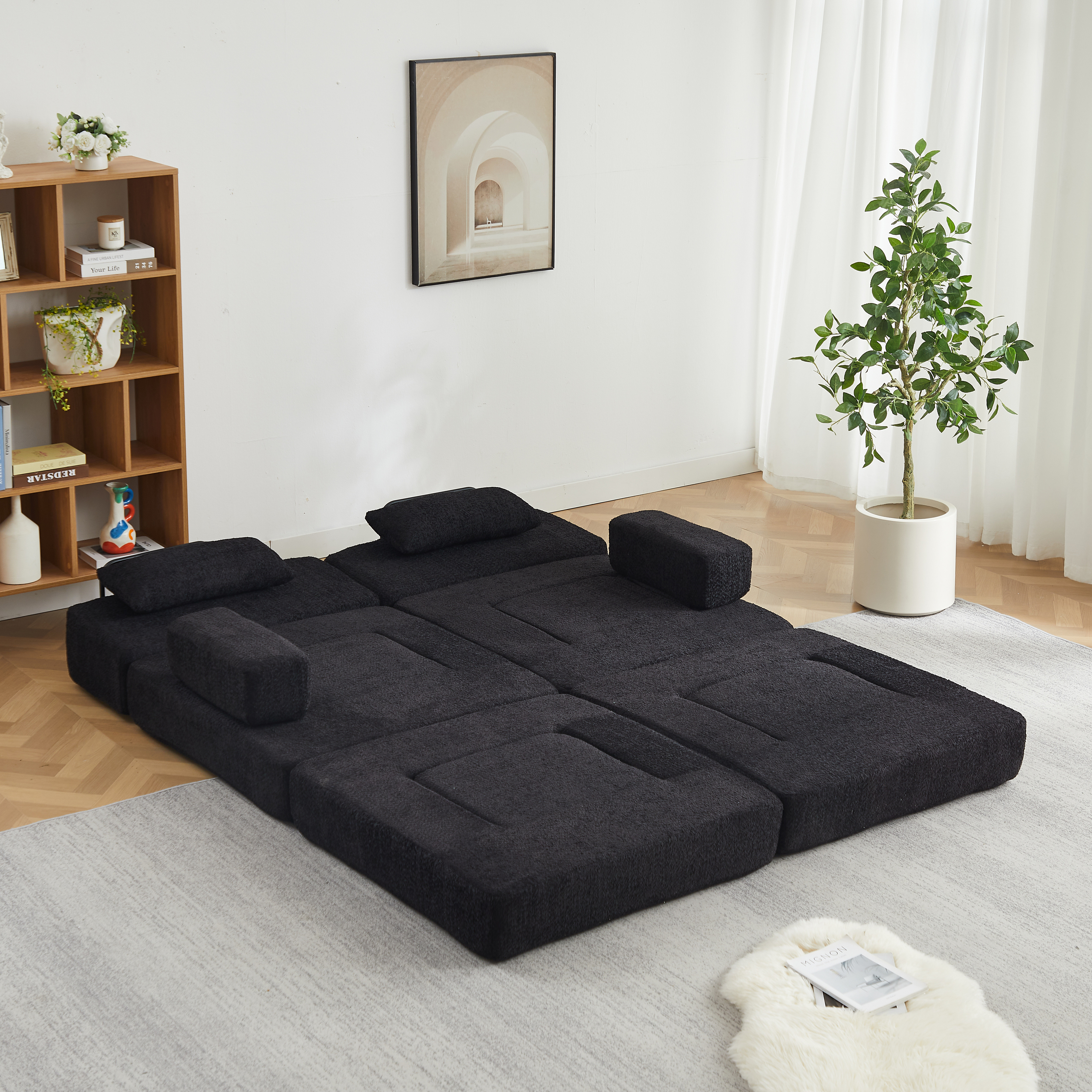 Détail tissu chenille canapé modulable