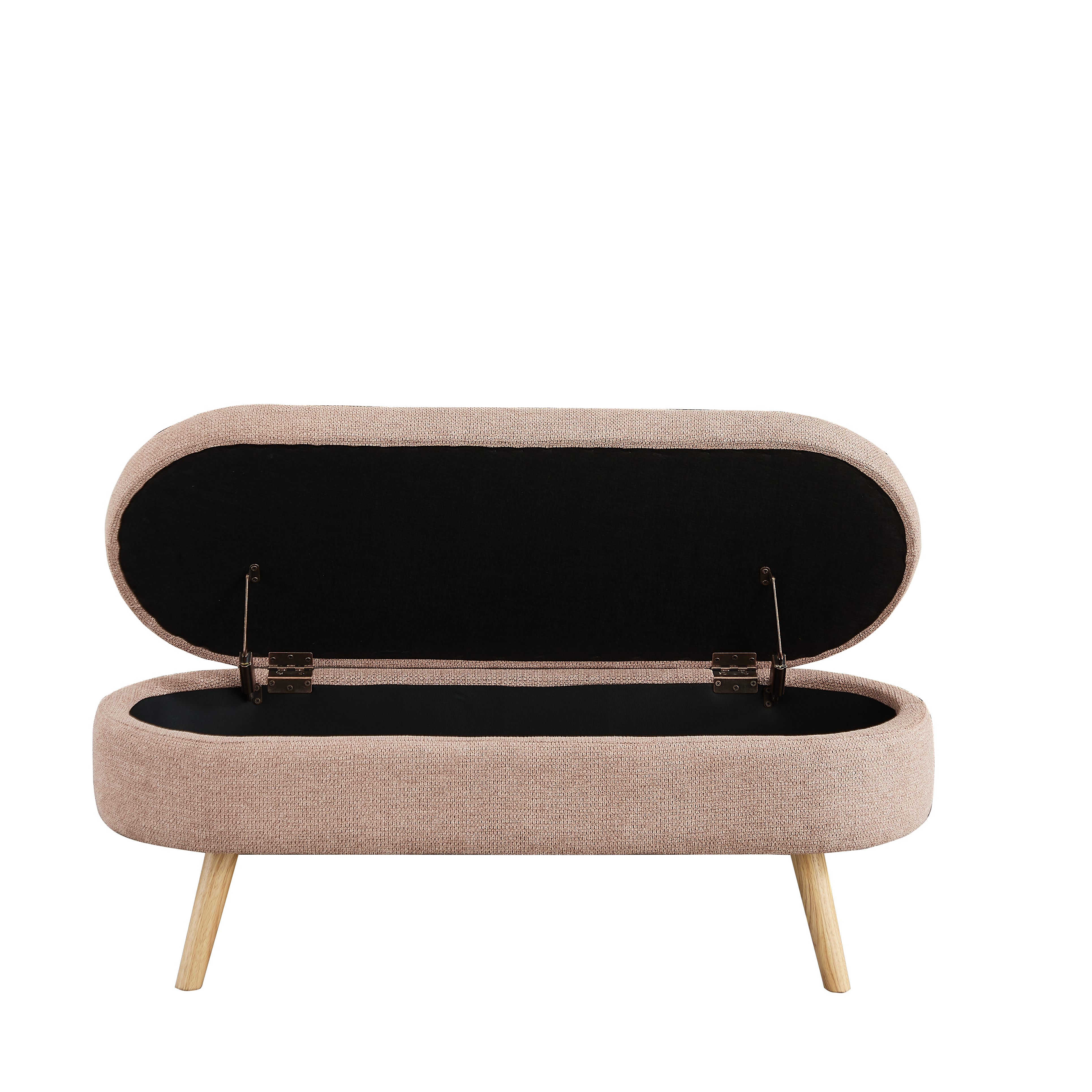 Banc coffre, rangement intégré, 110 x 40 x 42 cm, chenille et velours, rose - vue 1
