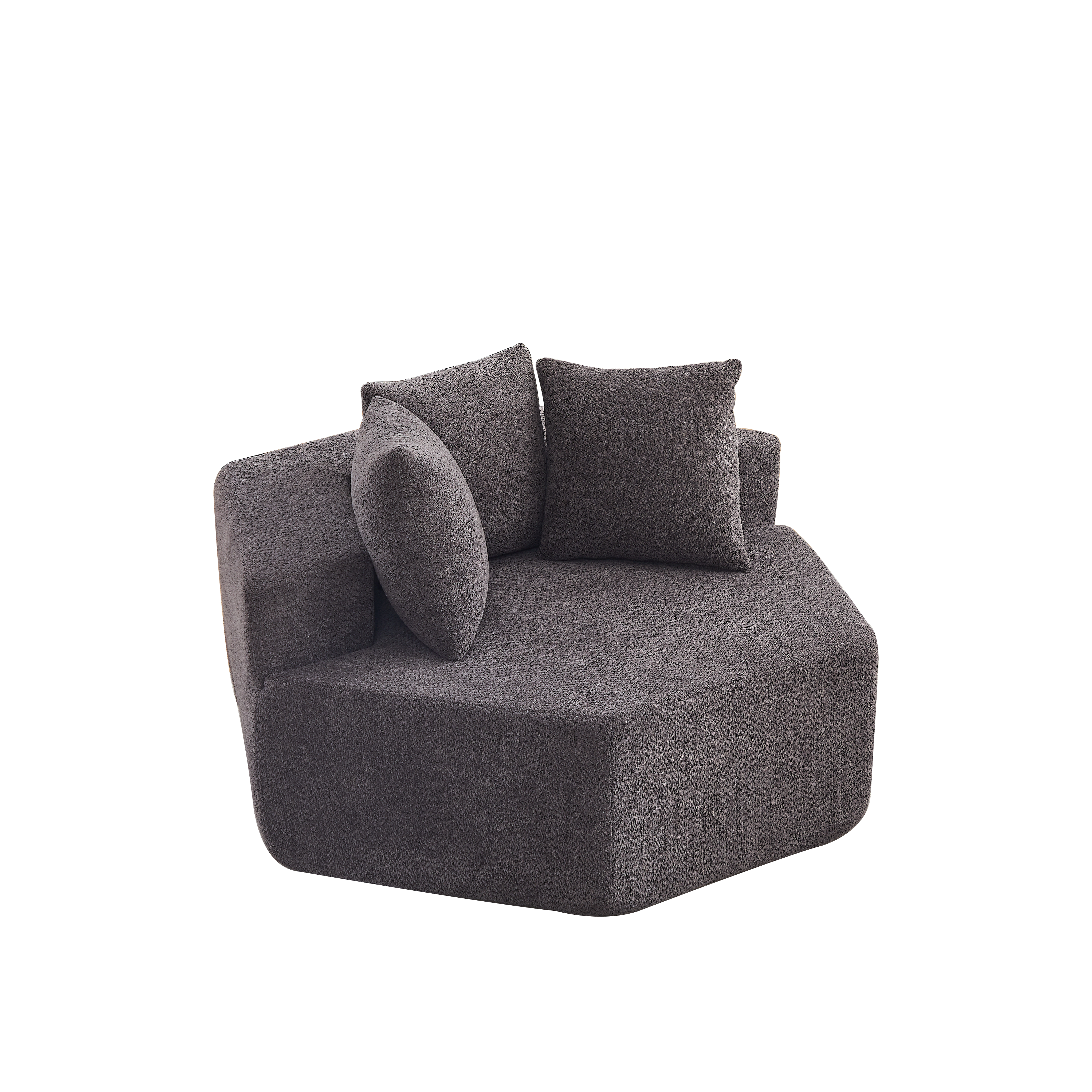 Fauteuil, 1 pièce, configuration modulable, chenille et mousse, gris - vue 4