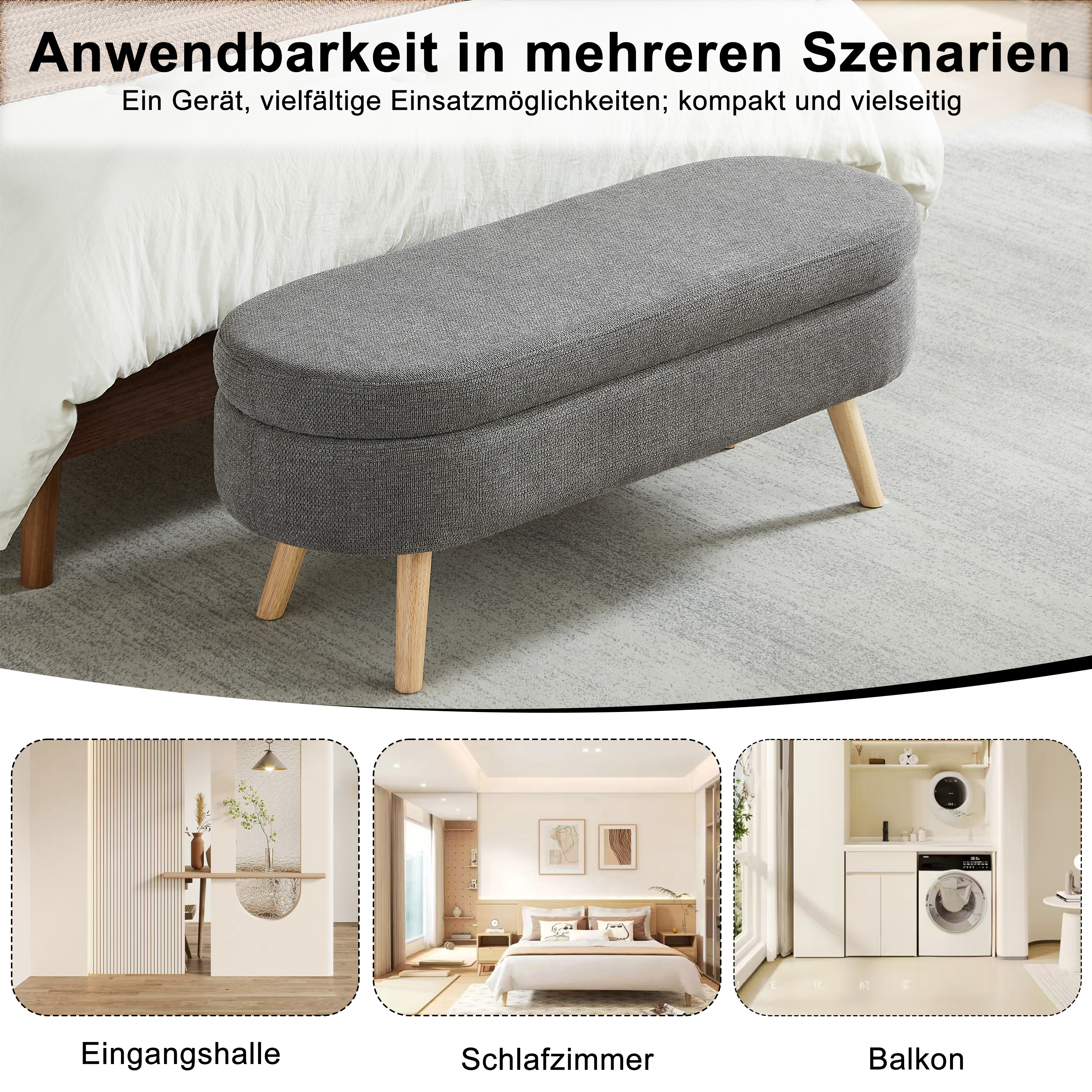 Image 21 – Banc coffre 110 cm en chenille