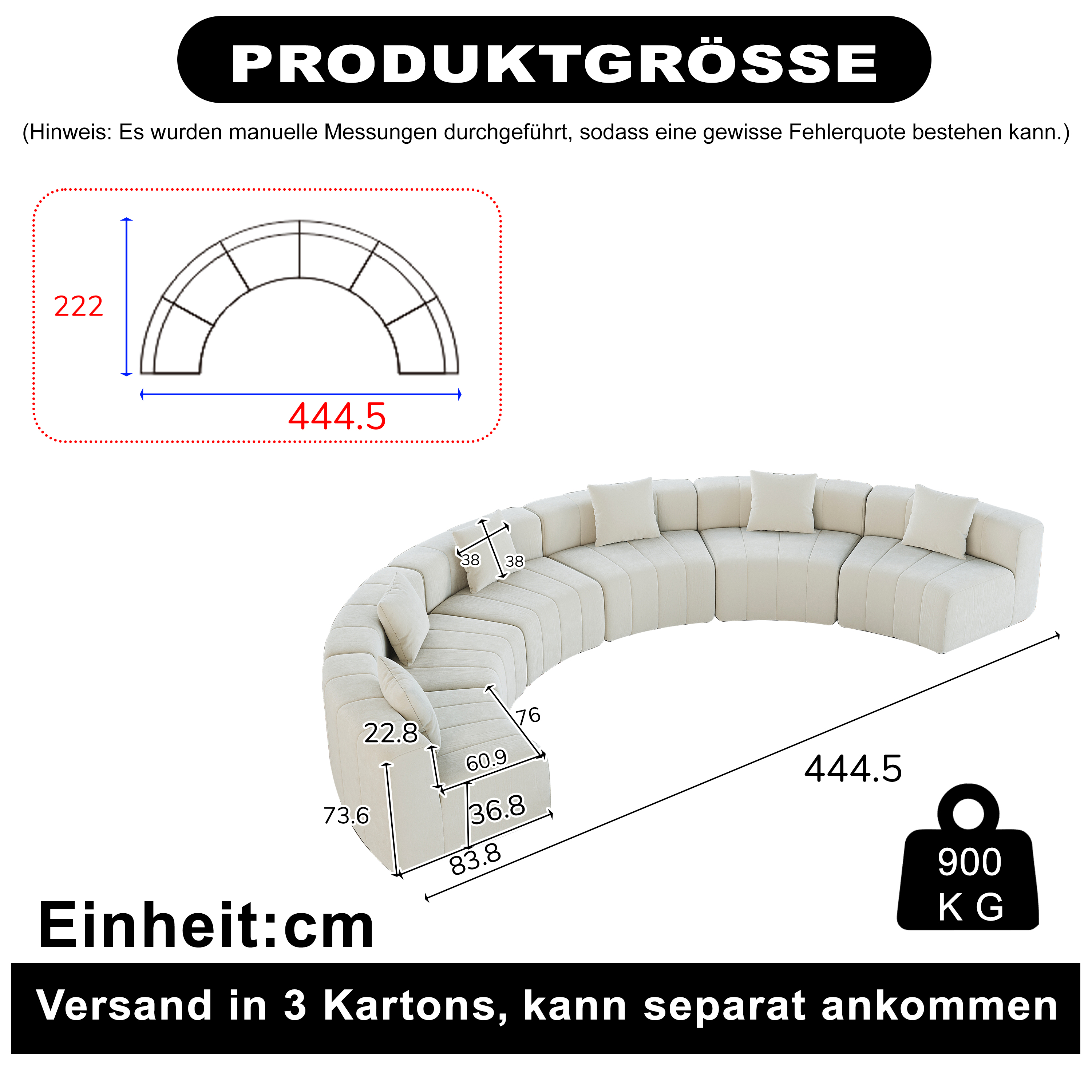 Dimensions du canapé