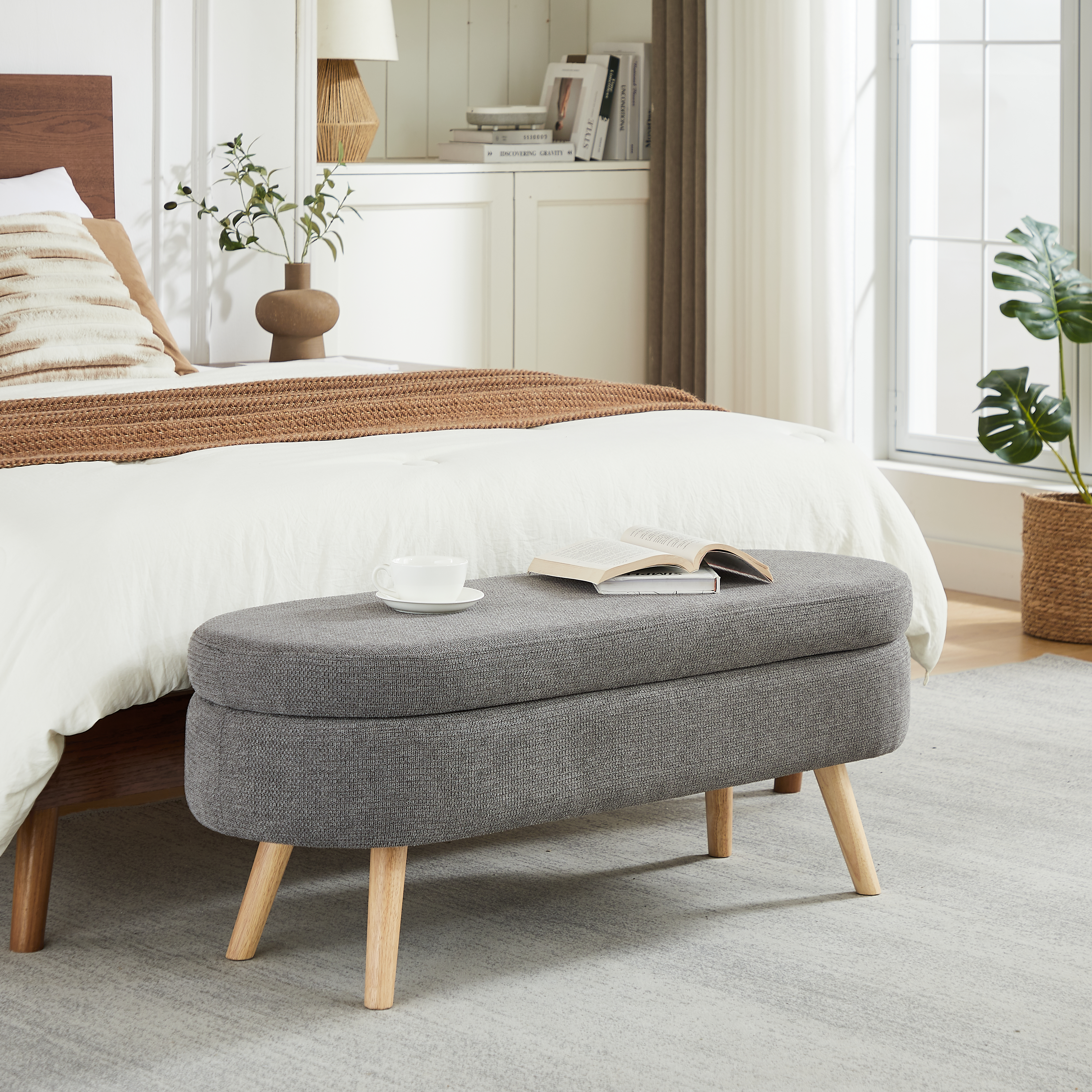 Image 1 – Banc coffre 110 cm en chenille