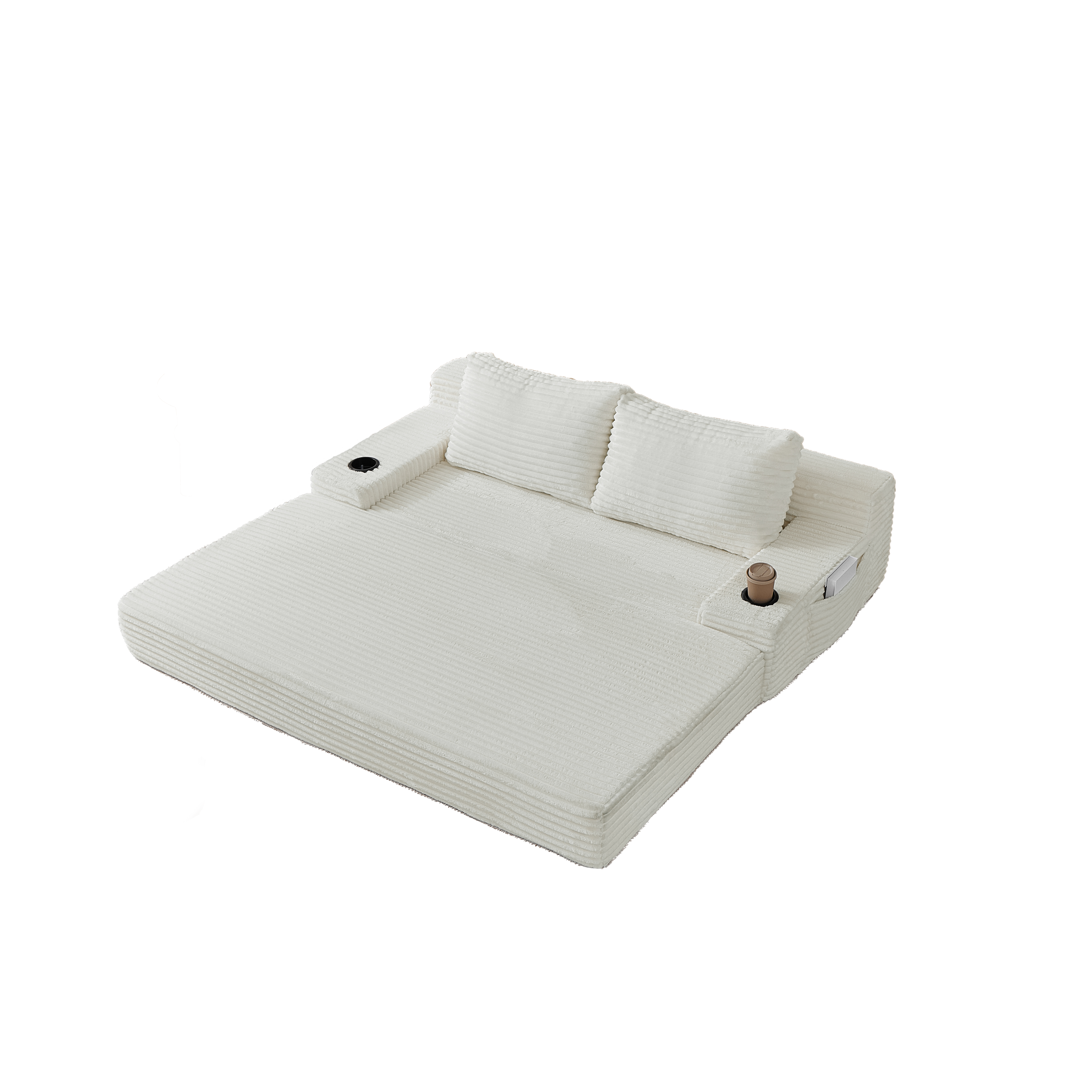 Canapé, velours côtelé, beige - vue 3