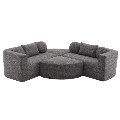 Canapé modulaire noir sans montage - vue d'ensemble