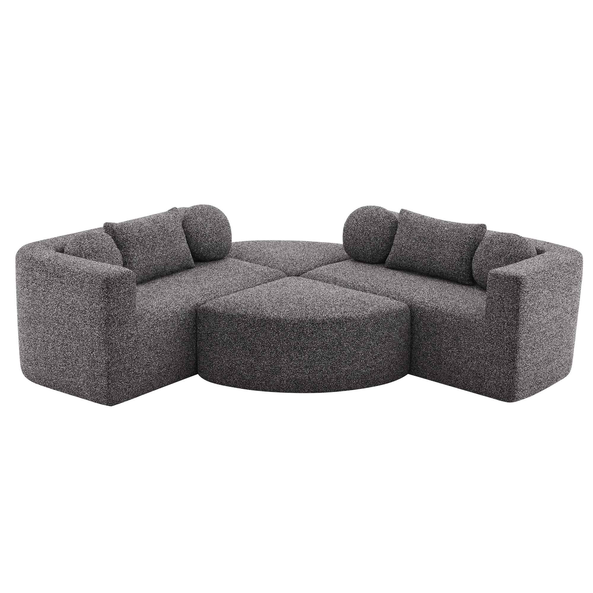 Canapé modulaire 4 places noir chenille sans montage