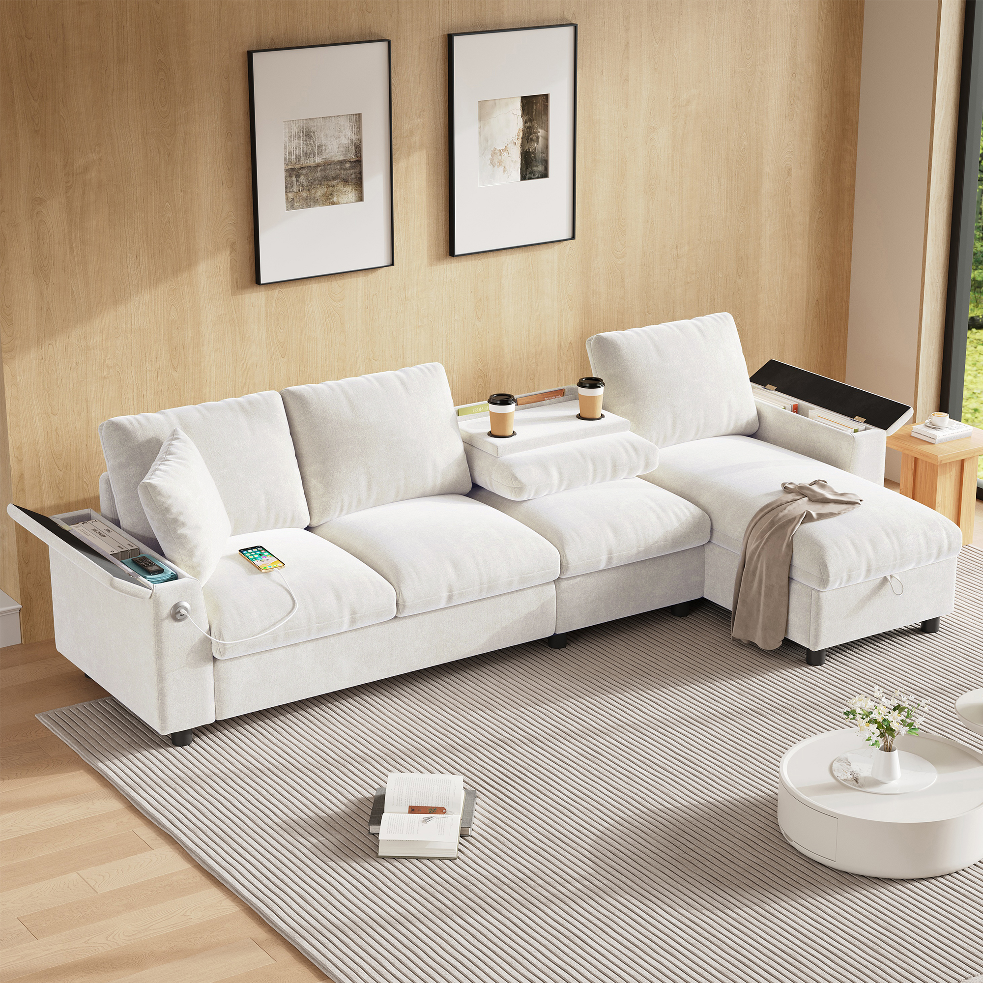 Tissu-Stoffsofa, L-förmige Ecke und zwei Armleh