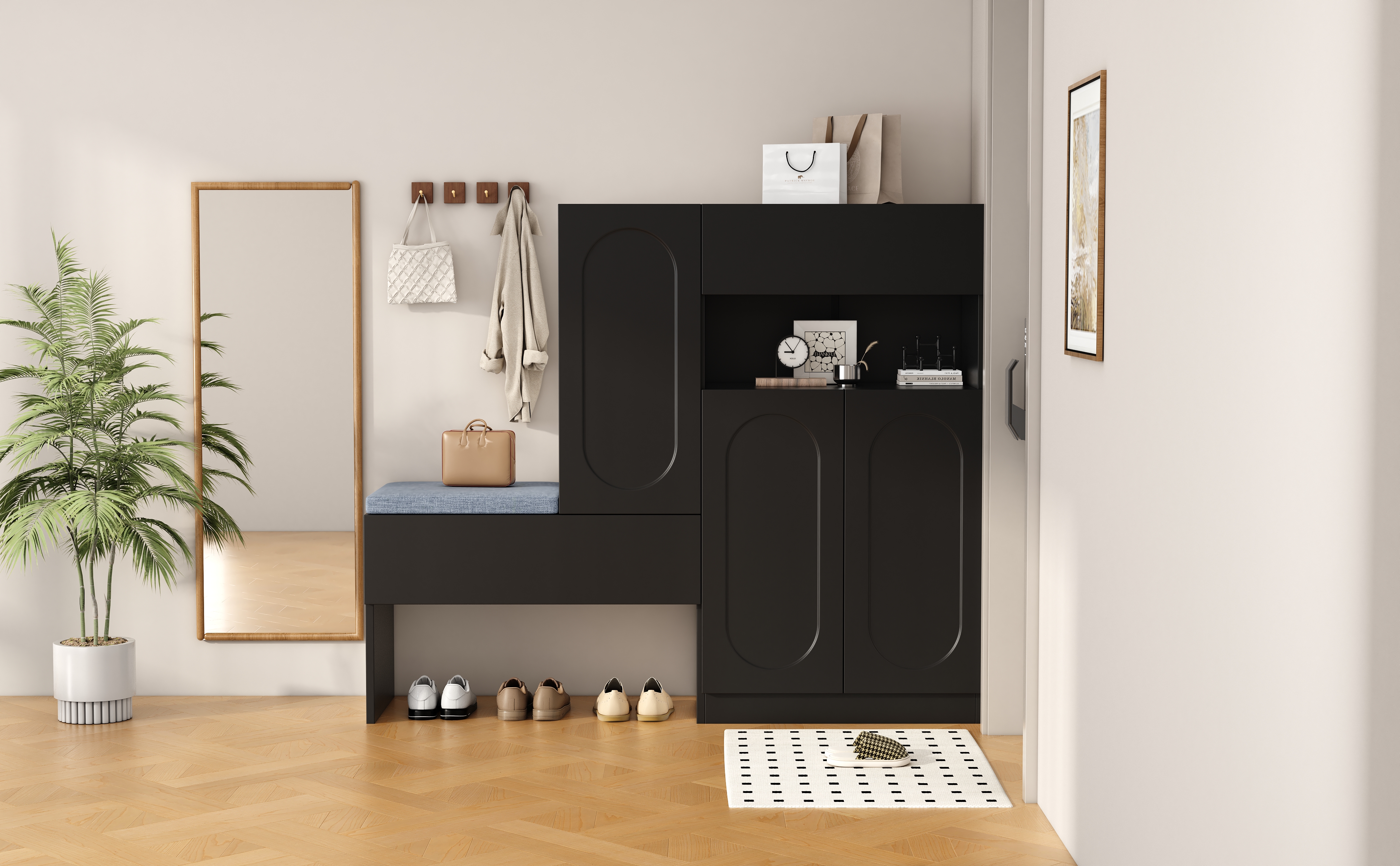 Armoire à chaussures 2-en-1 avec banc intégré, por - image 5
