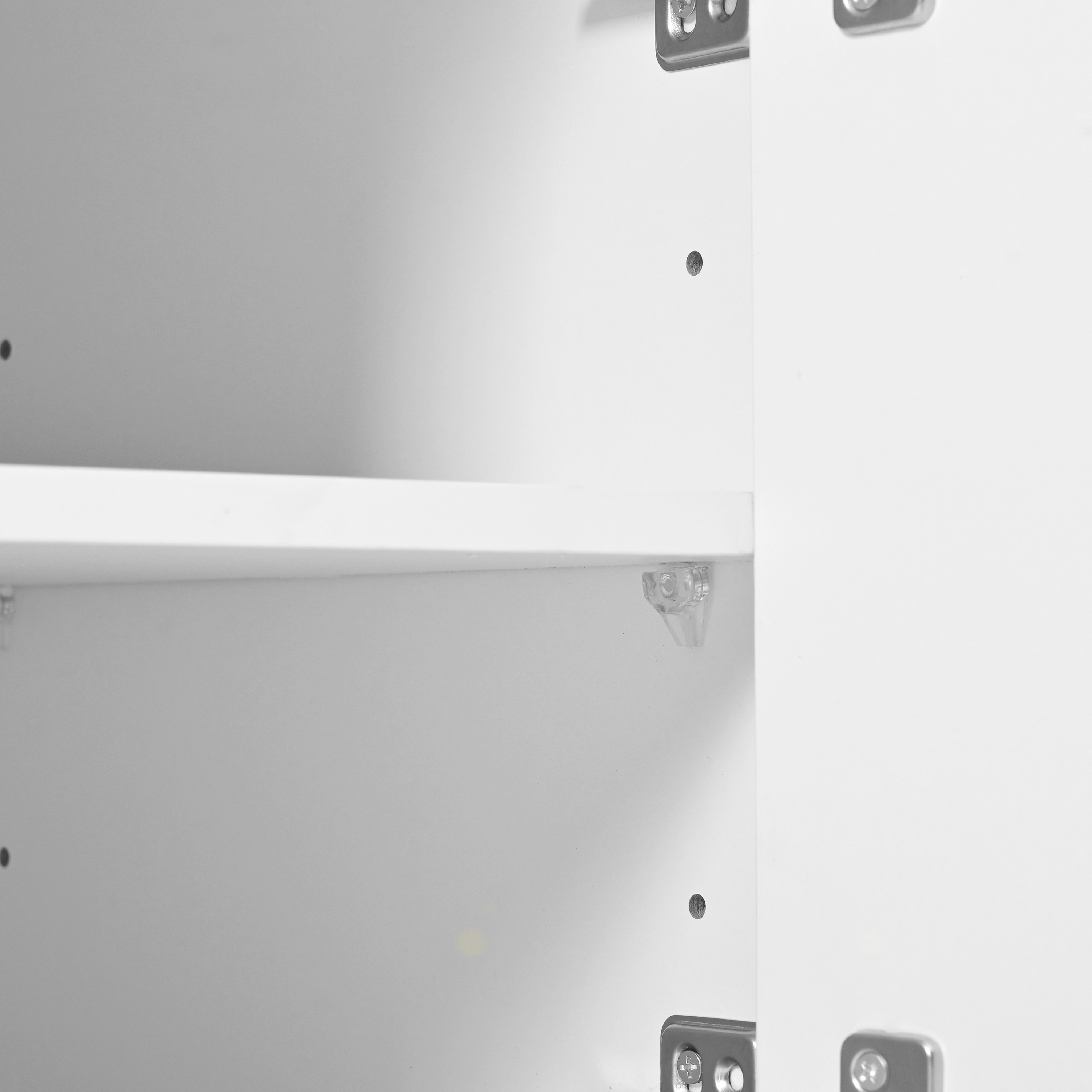 Coiffeuse Hollywood avec 10 ampoules LED 3 températures, miroir 45×60 cm, 4 étagères ouvertes, 3 tiroirs, 2 portes, beaucoup de rangement, bois résistant, pour maquillage et coiffure à domicile - image 11