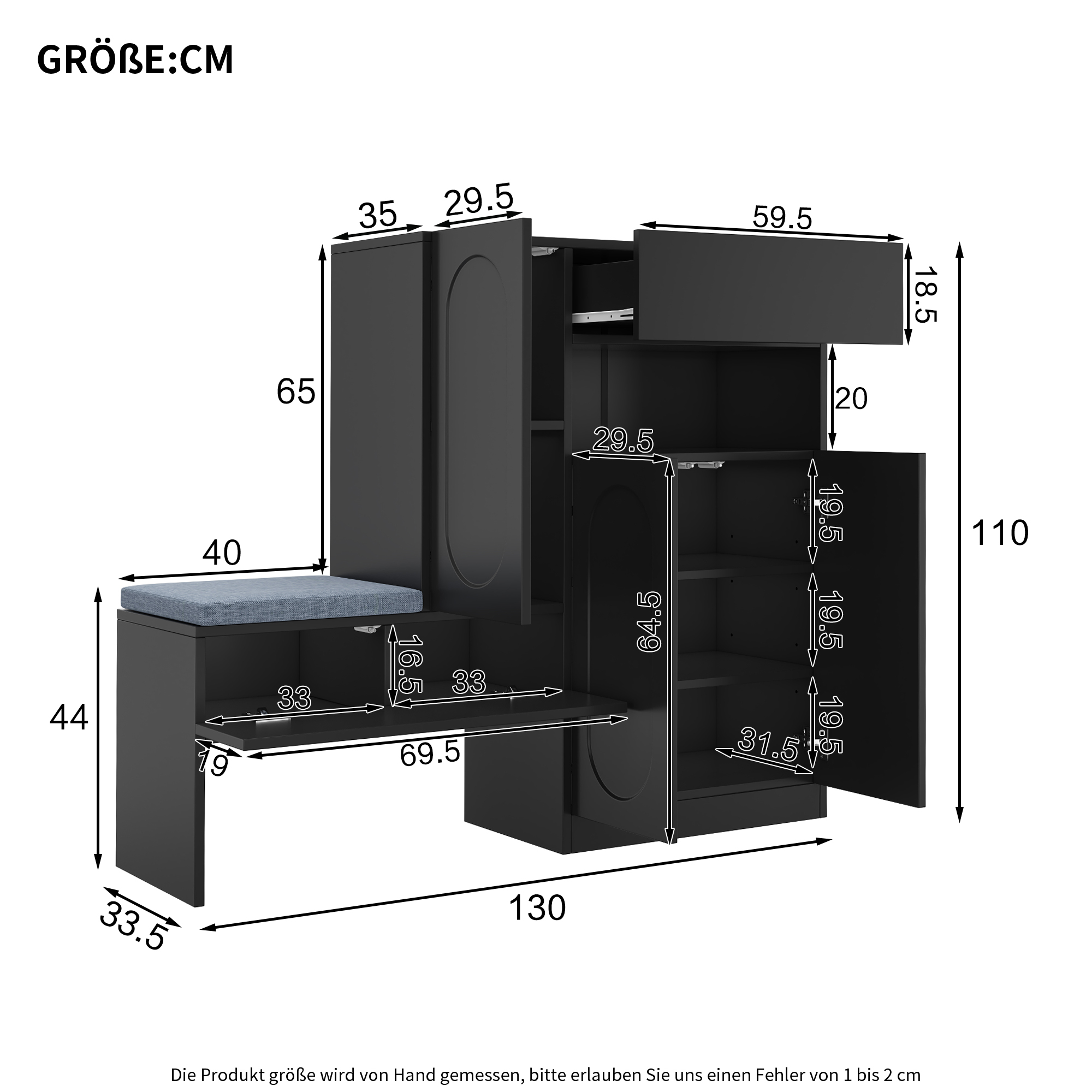 Armoire à chaussures 2-en-1 avec banc intégré, por - image 16