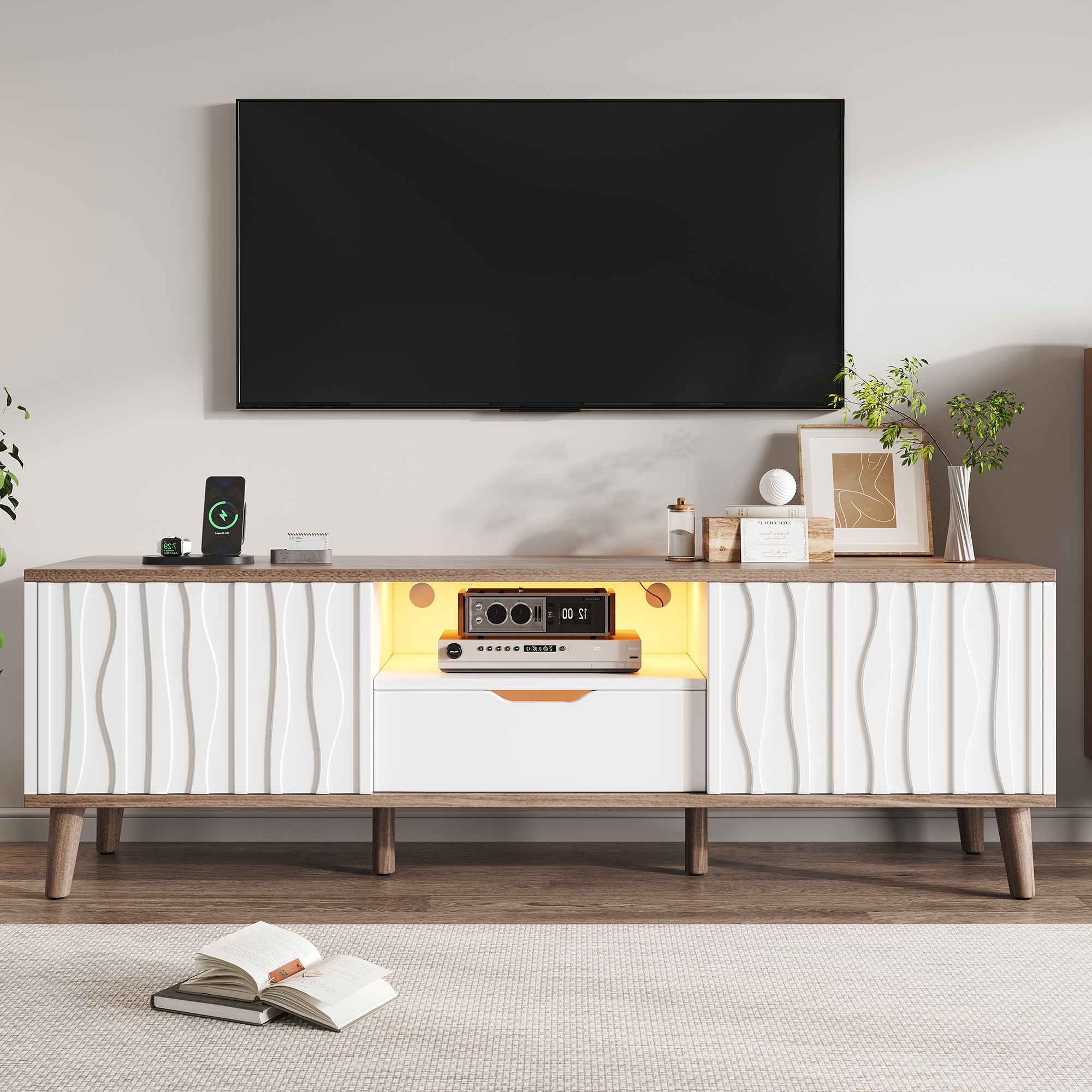 LED-Fernsehschrank, Multimedia-TV-Konsole mit Stau
