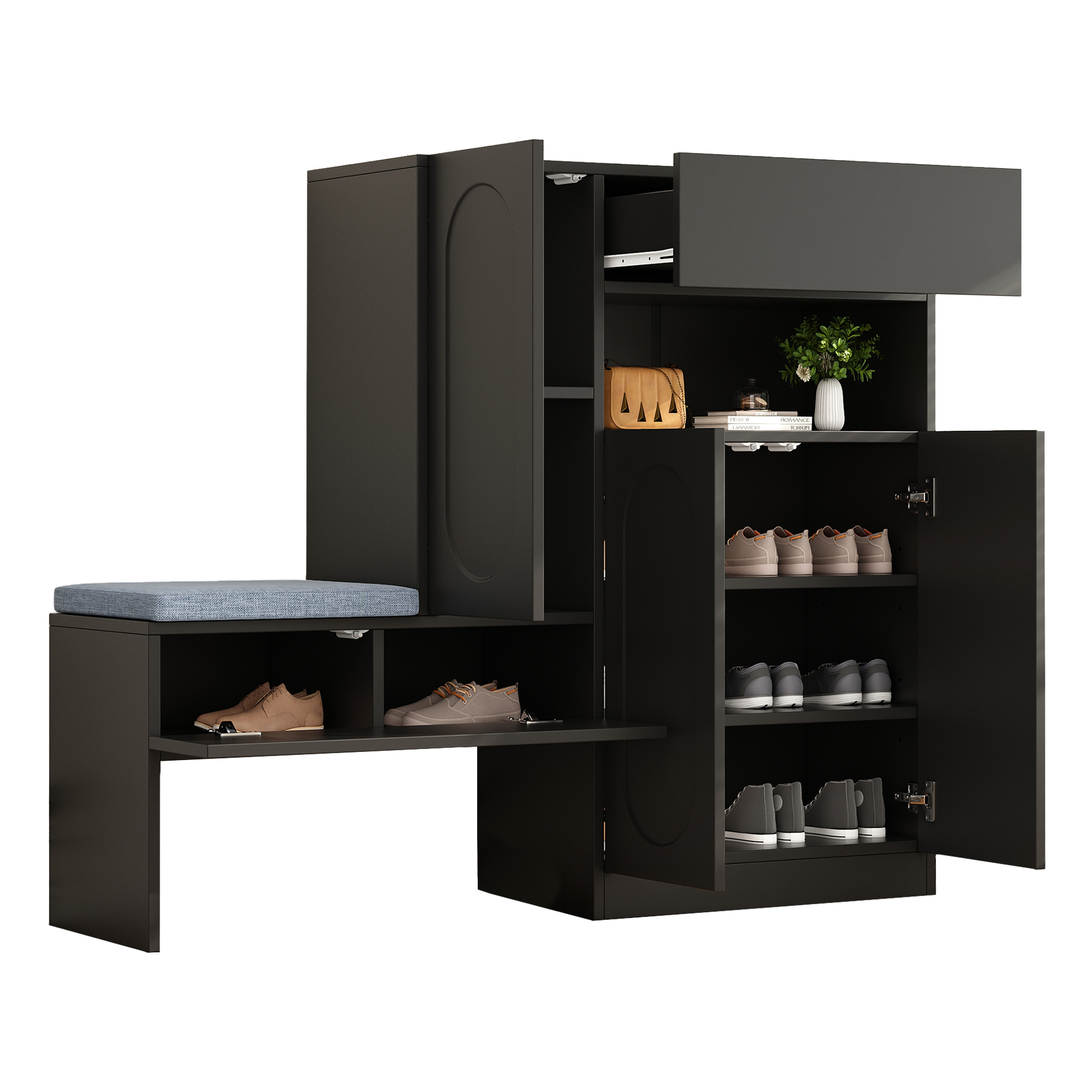 Armoire à chaussures 2-en-1 avec banc intégré, por - image 9
