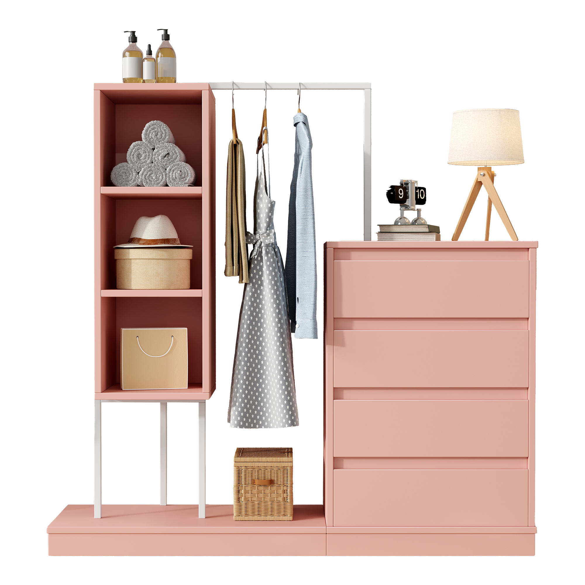 Buffet, avec tiroirs, 140 x 40 x 135 cm, panneaux de particules, rose - vue 2