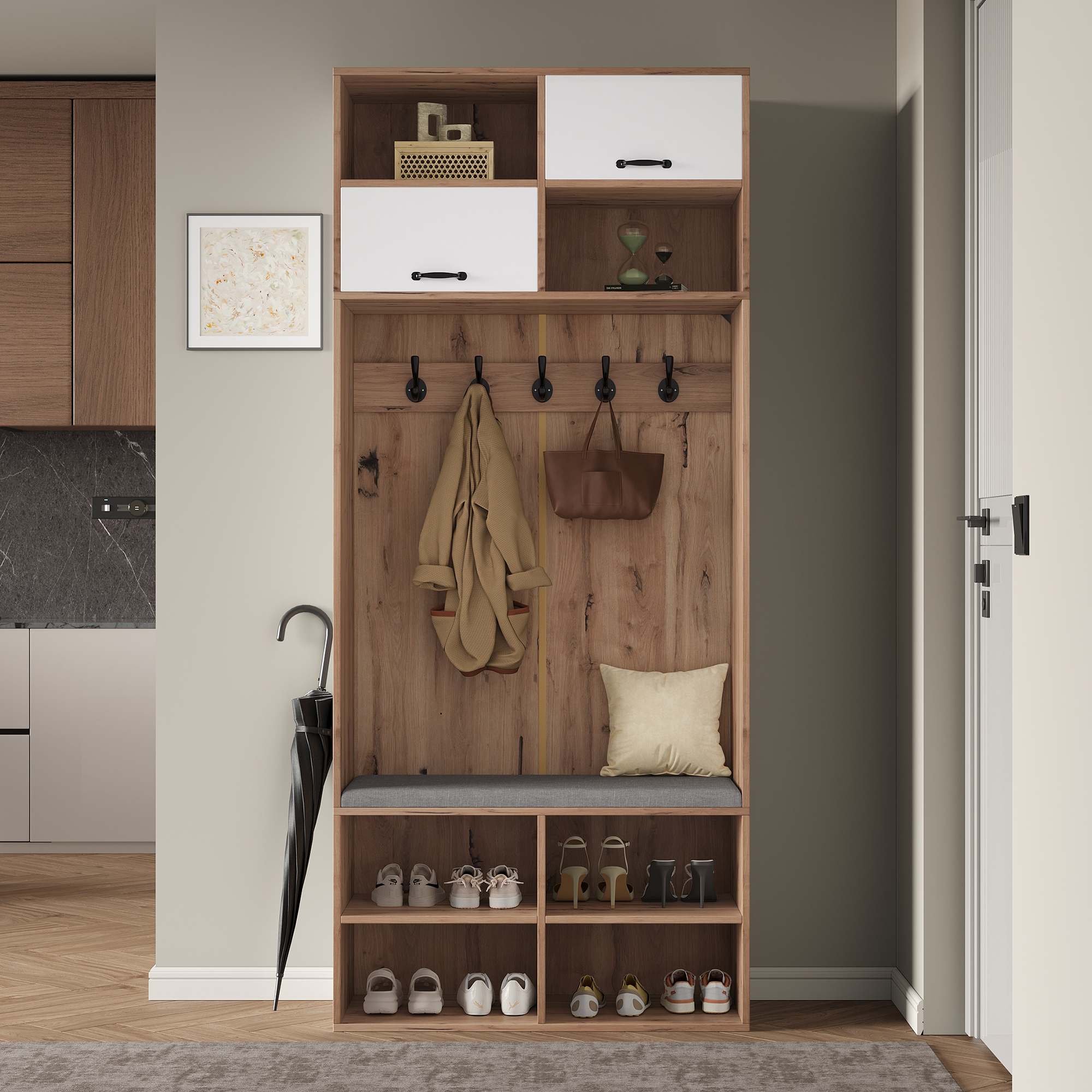 Garderobenset, Komplett-Set Flurgarderobe mit Sitz