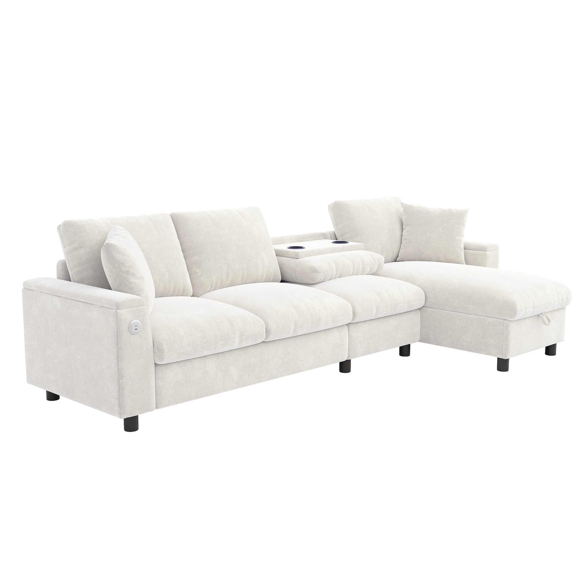 Design canapé angle moderne beige fonctionnel