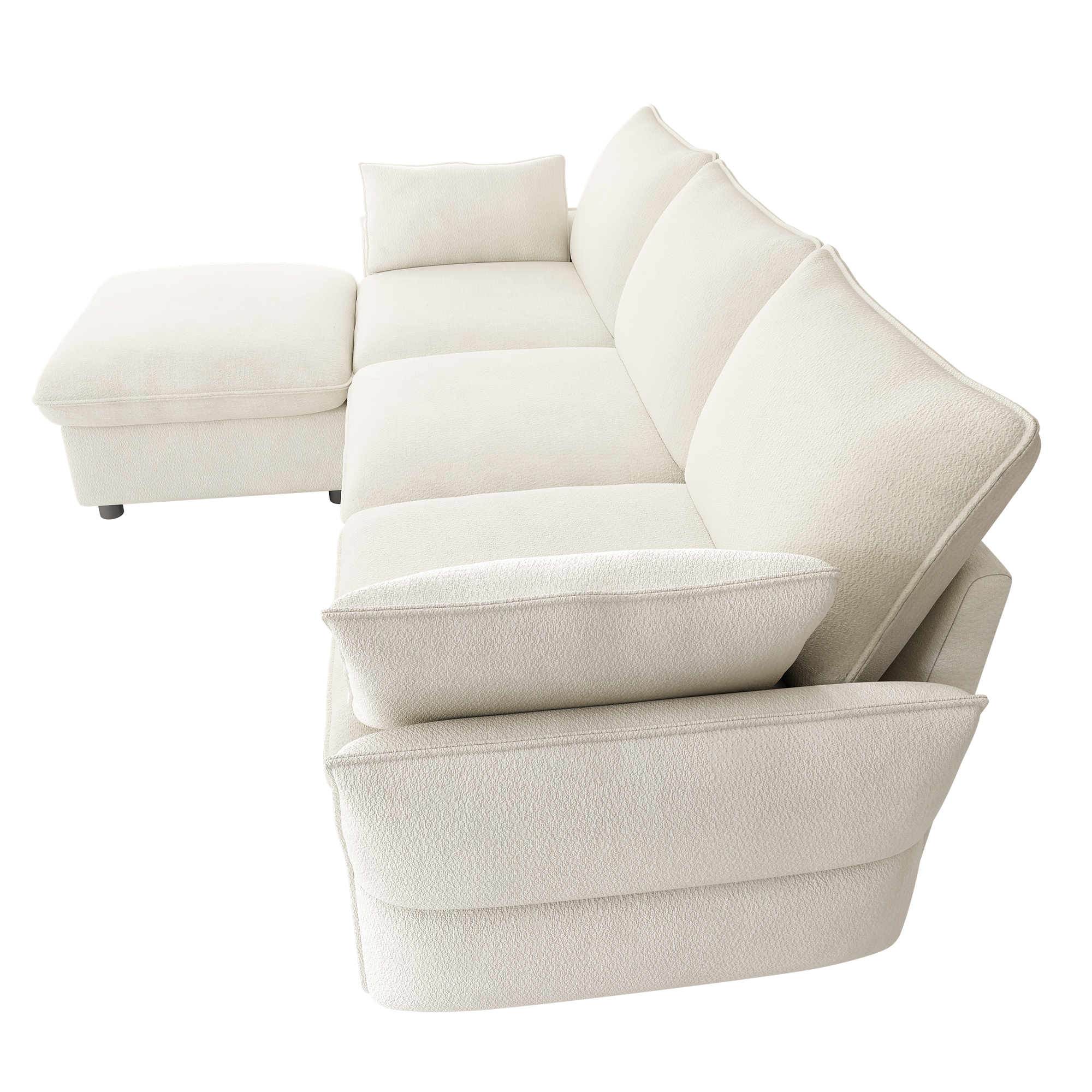 Canapé d’angle en L 3 places en chenille avec pouf, Beige, 222,5 x 154,5 x 76,5 cm - points forts 1