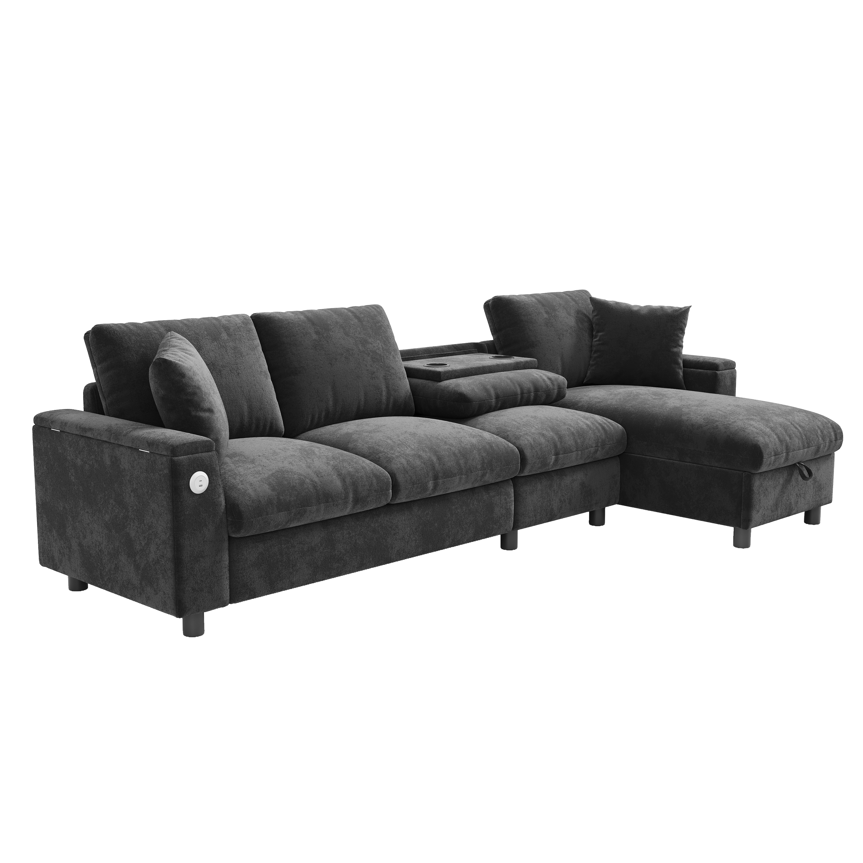 Design canapé angle moderne gris fonctionnel