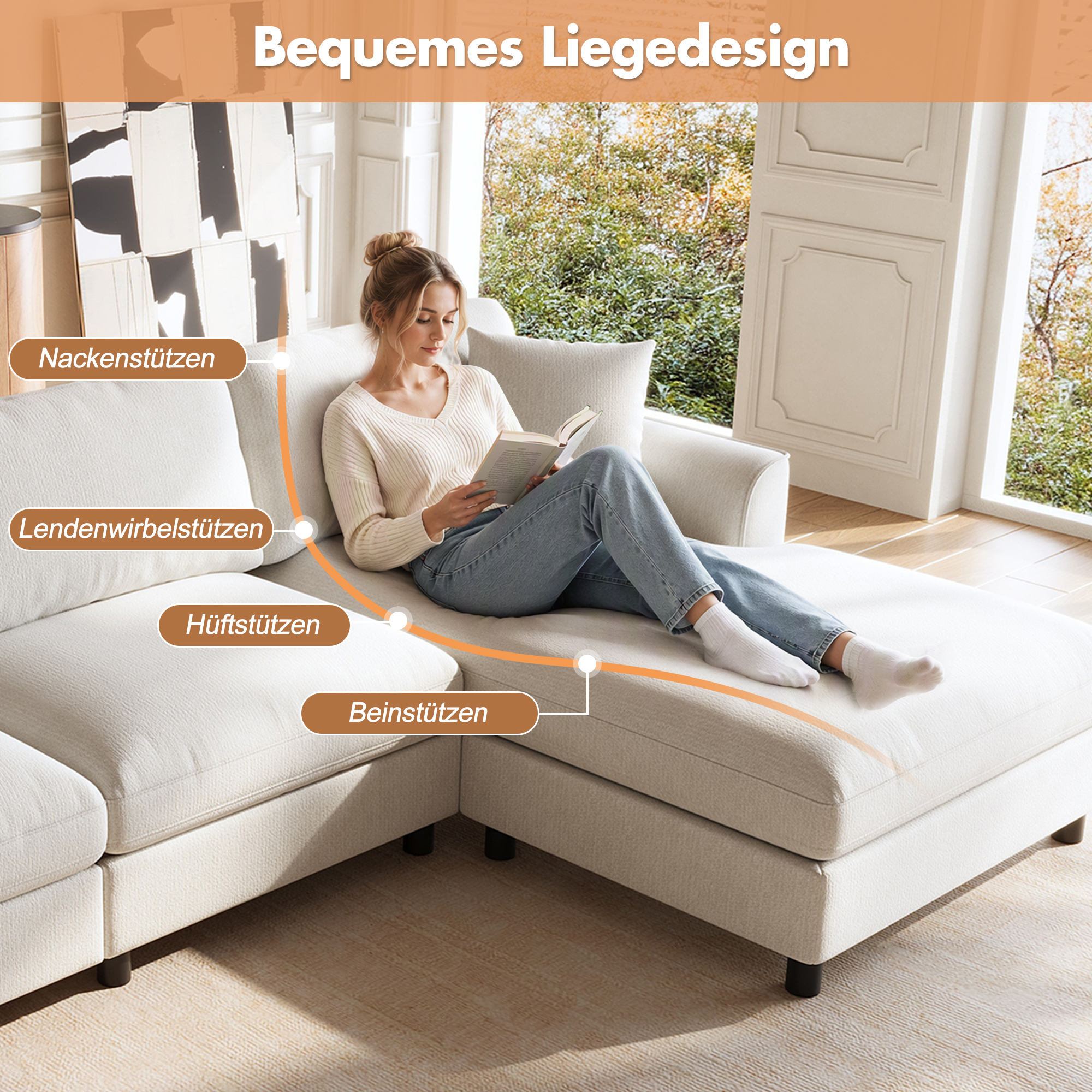 Canapé d'angle nuage beige