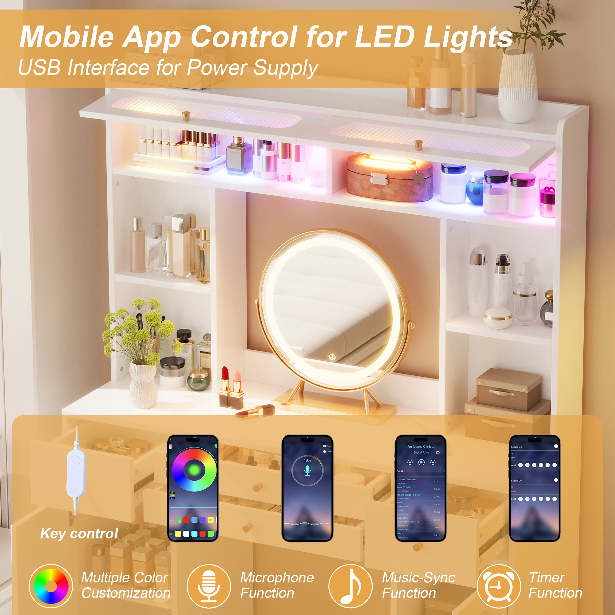 Coffret en verre avec LED intégrée