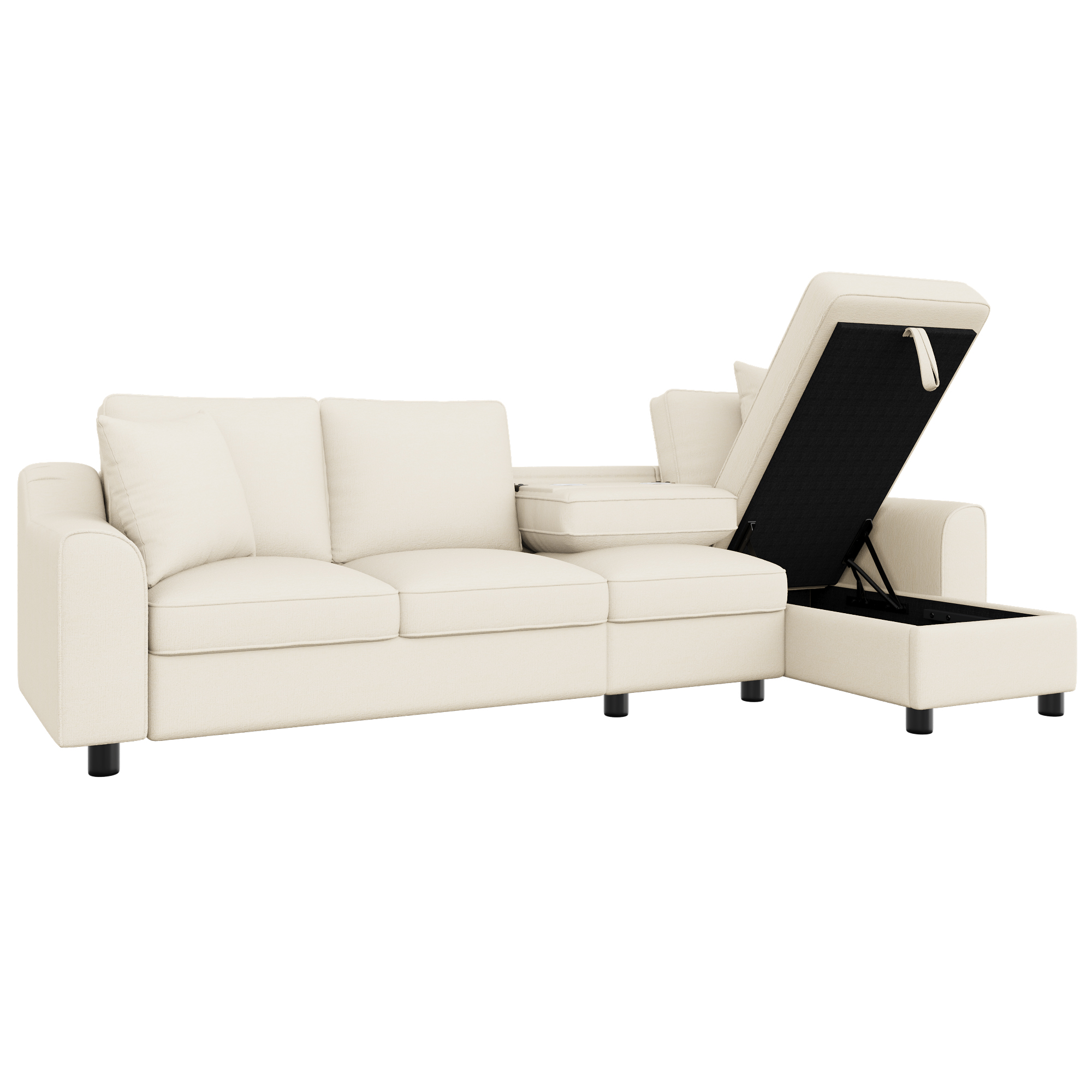 Canapé L modulable salon moderne beige