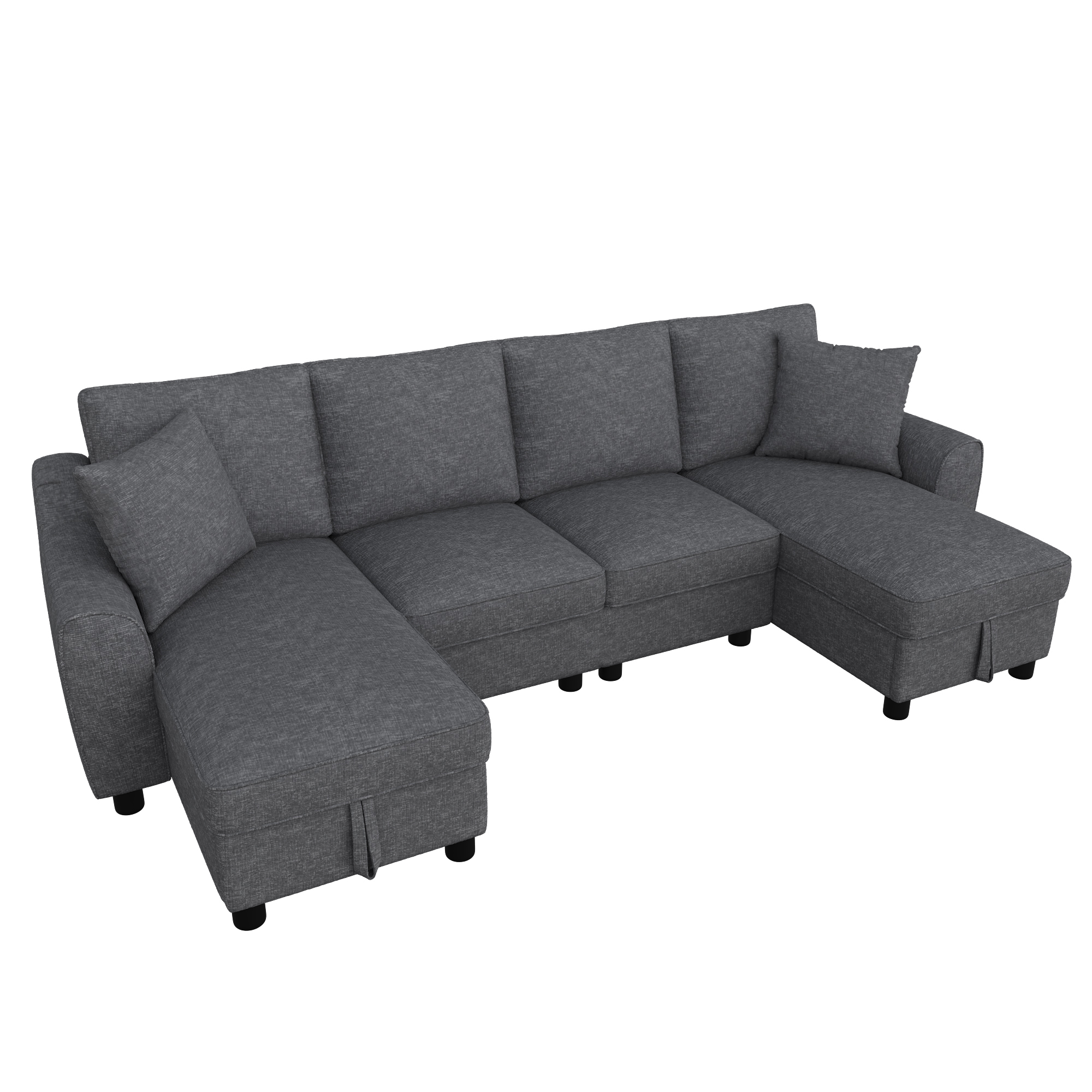 Canapé en U en chenille avec deux méridiennes et rangements - vue 5