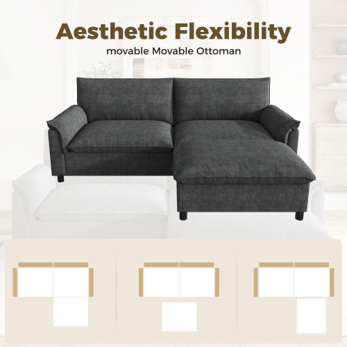 Configuration modulable du canapé avec repose-pieds
