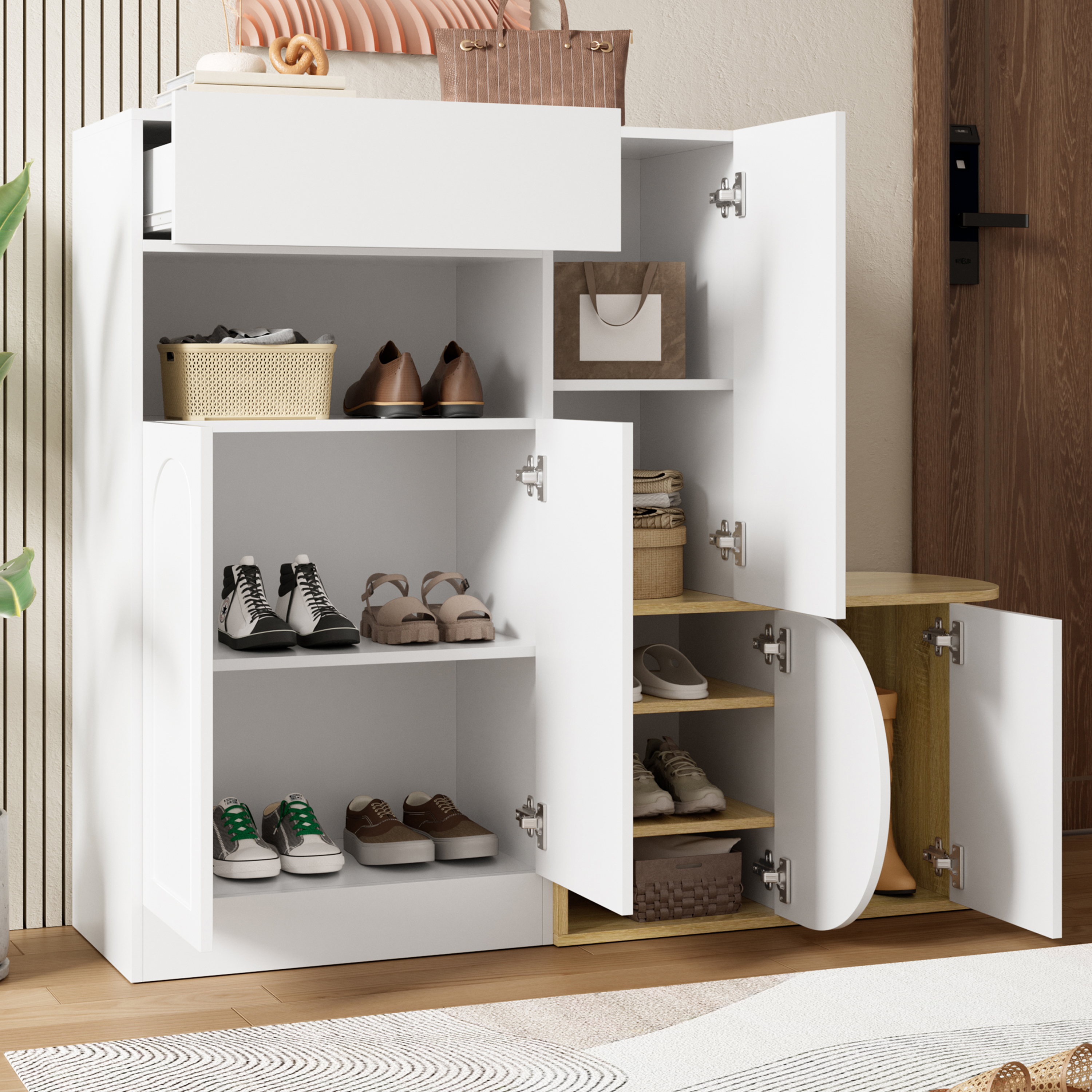 Détail du meuble à chaussures