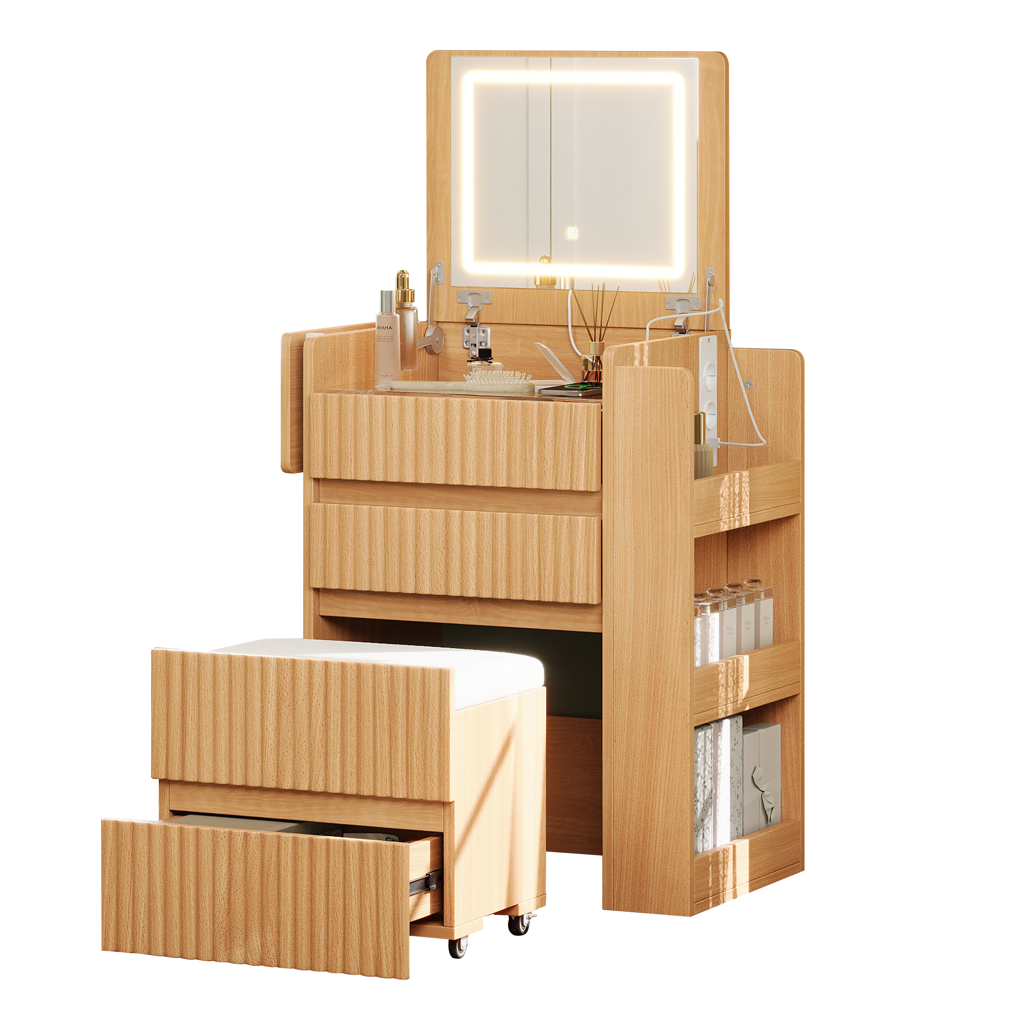 Tabouret mobile avec rangement